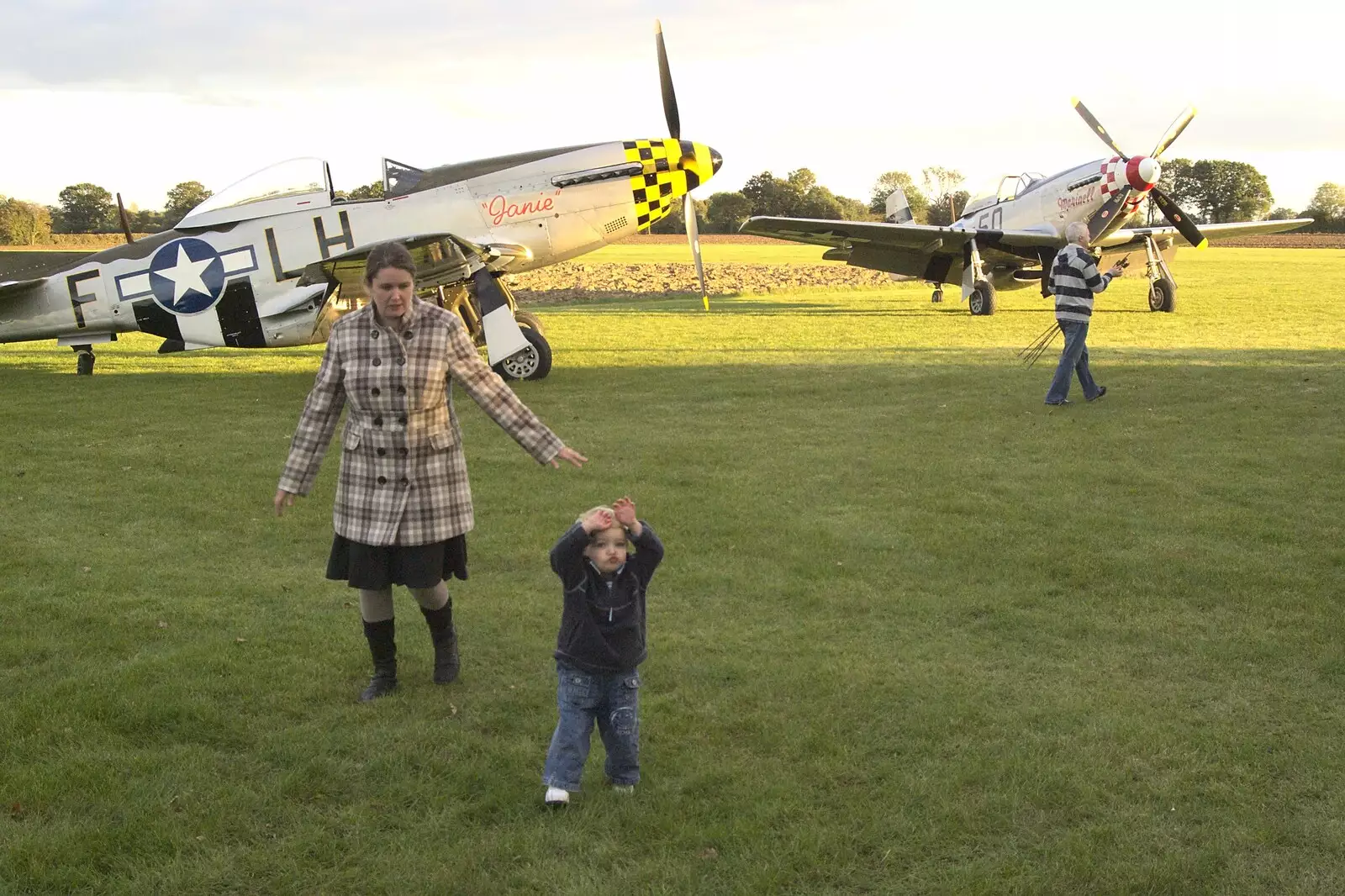 Fred's got his arms up, from Maurice Mustang's Open Day, Hardwick Airfield, Norfolk - 17th October 2010