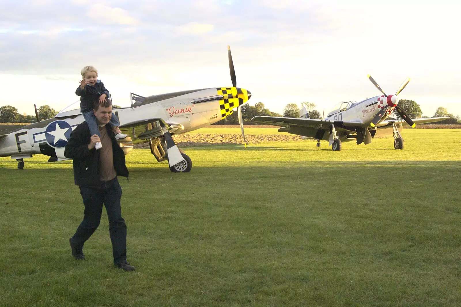 Nosher runs about with Fred, from Maurice Mustang's Open Day, Hardwick Airfield, Norfolk - 17th October 2010