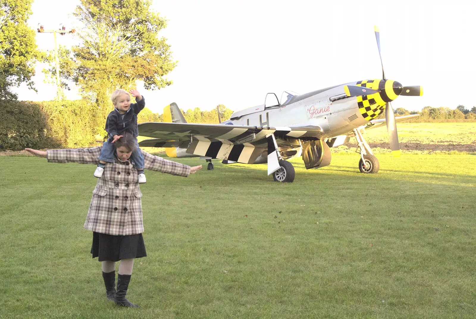 Isobel does aeroplanes, from Maurice Mustang's Open Day, Hardwick Airfield, Norfolk - 17th October 2010