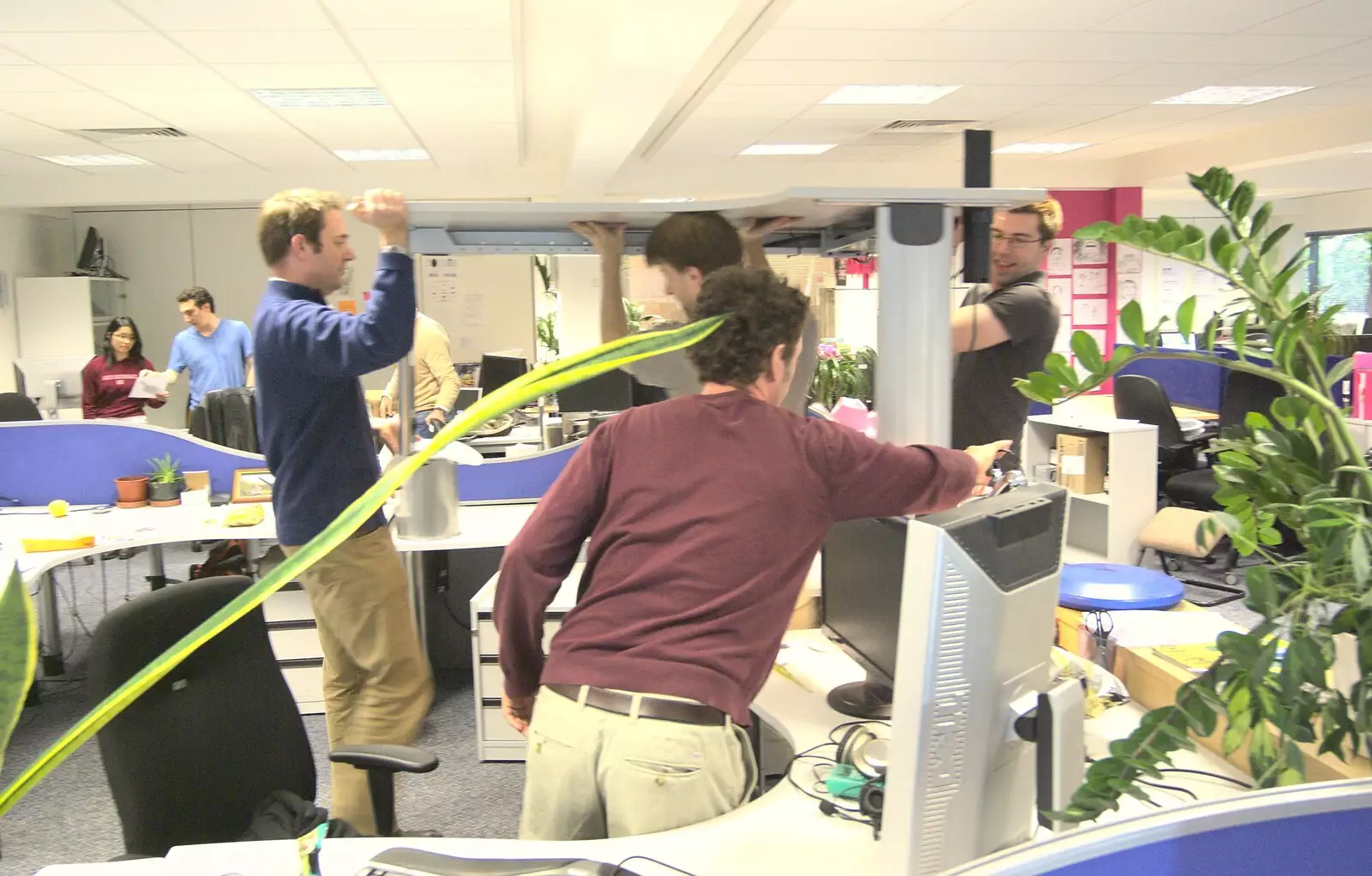 A desk floats by in the air, from Gemma Leaves, The Mellis Railway and Taptu Moves Desks, Cambridge - 24th October 2010