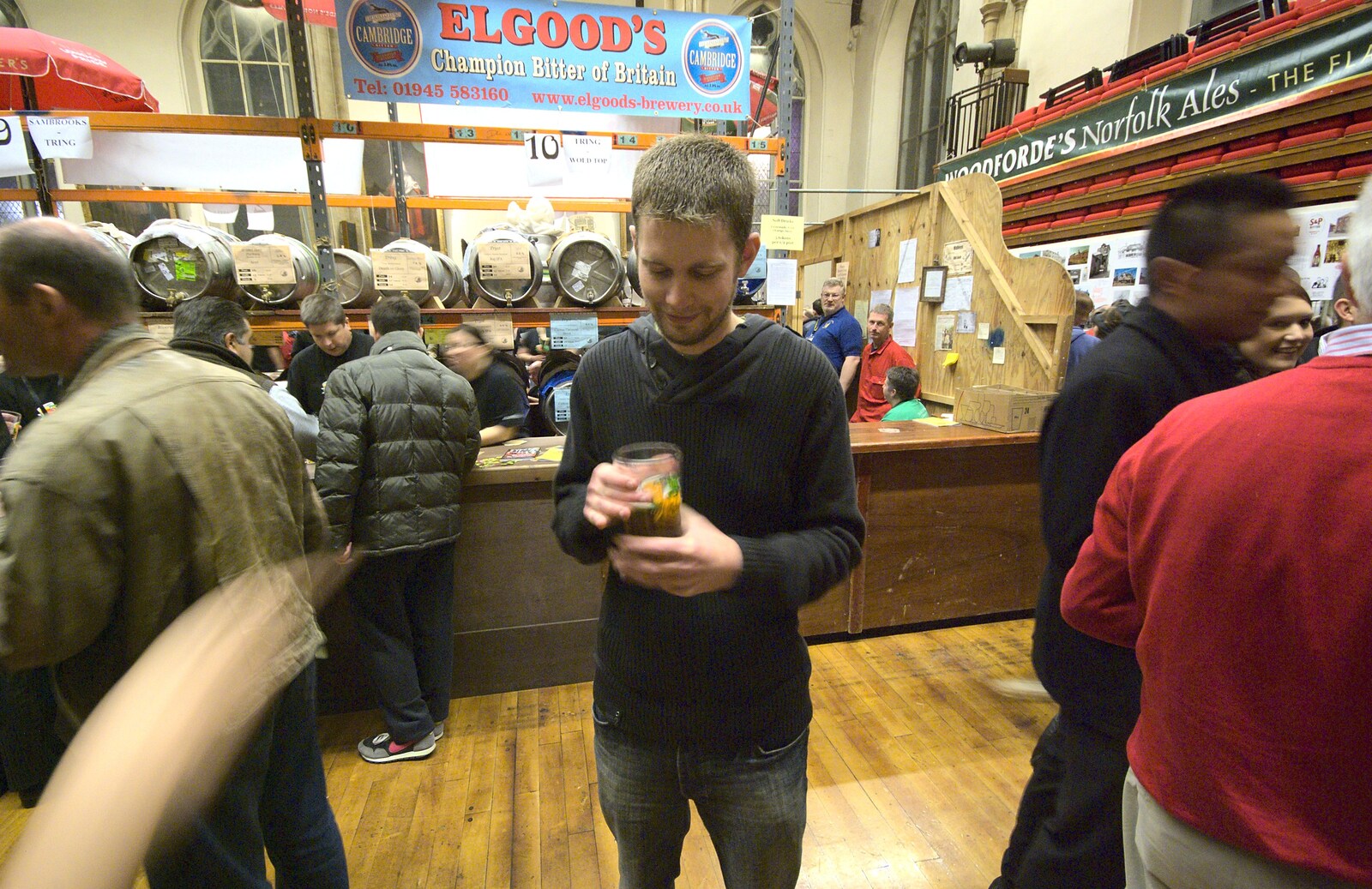 The Boy Phil gets his first beer in from The Norwich Beer Festival, St. Andrew's Hall, Norwich, Norfolk - 27th October 2010