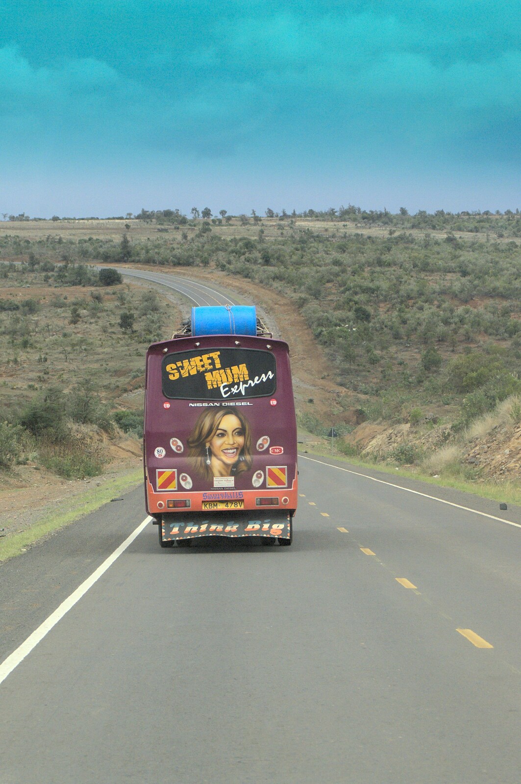 We follow a bus for a few miles from Nairobi and the Road to Maasai Mara, Kenya, Africa - 1st November 2010