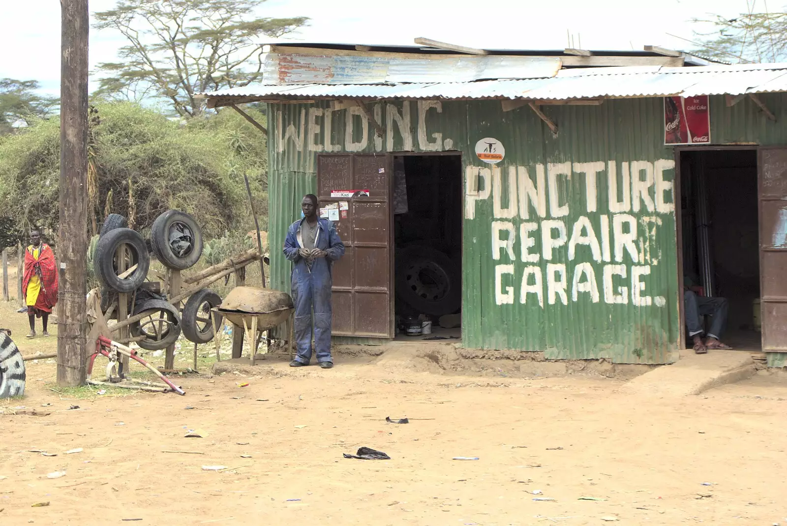 Outisde Narok, there's a welder and puncture repair specialist, from Nairobi and the Road to Maasai Mara, Kenya, Africa - 1st November 2010