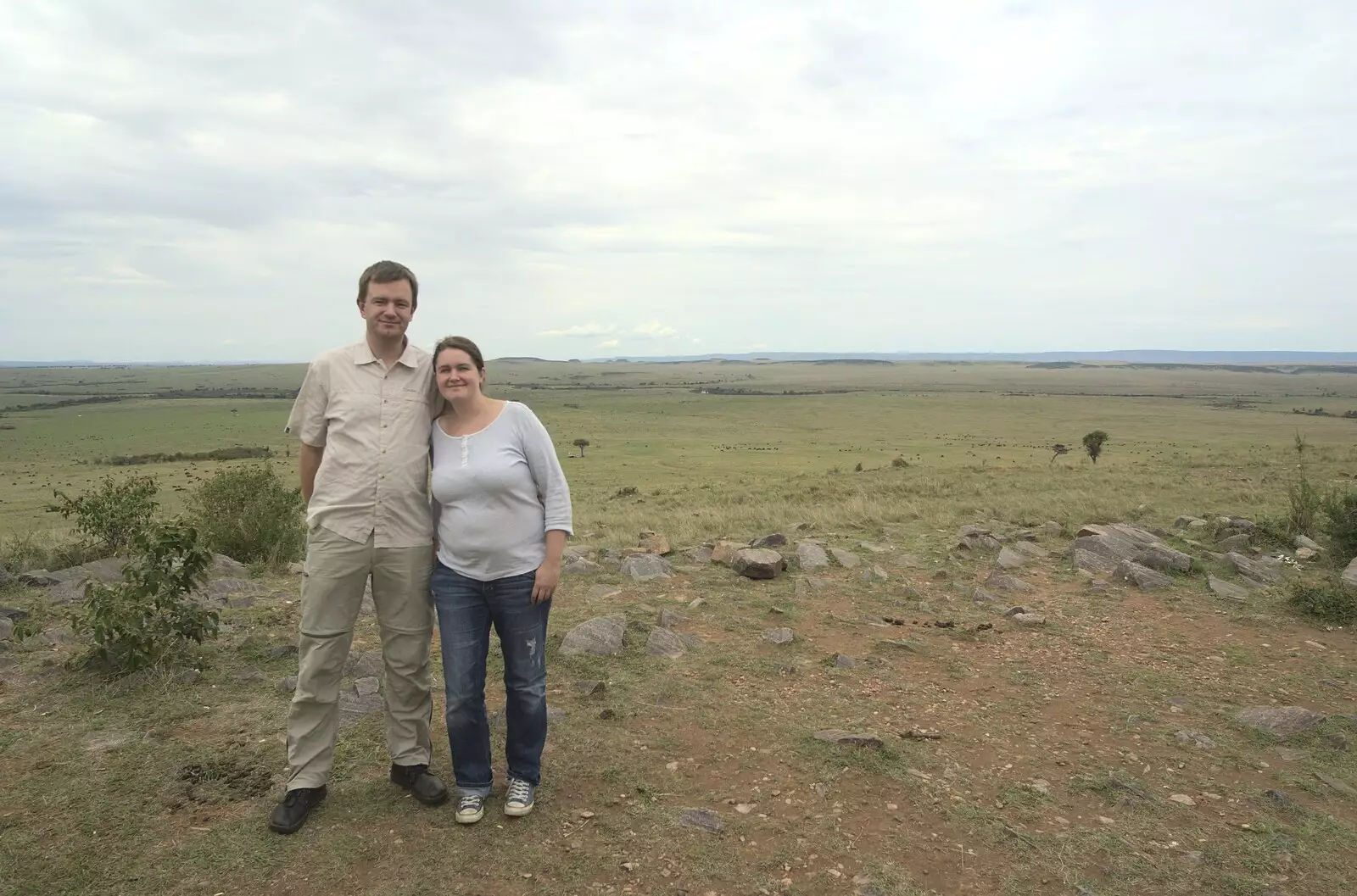 Nosher and Isobel on the top of Lookout Bluff, from Maasai Mara Safari and a Maasai Village, Ololaimutia, Kenya - 5th November 2010