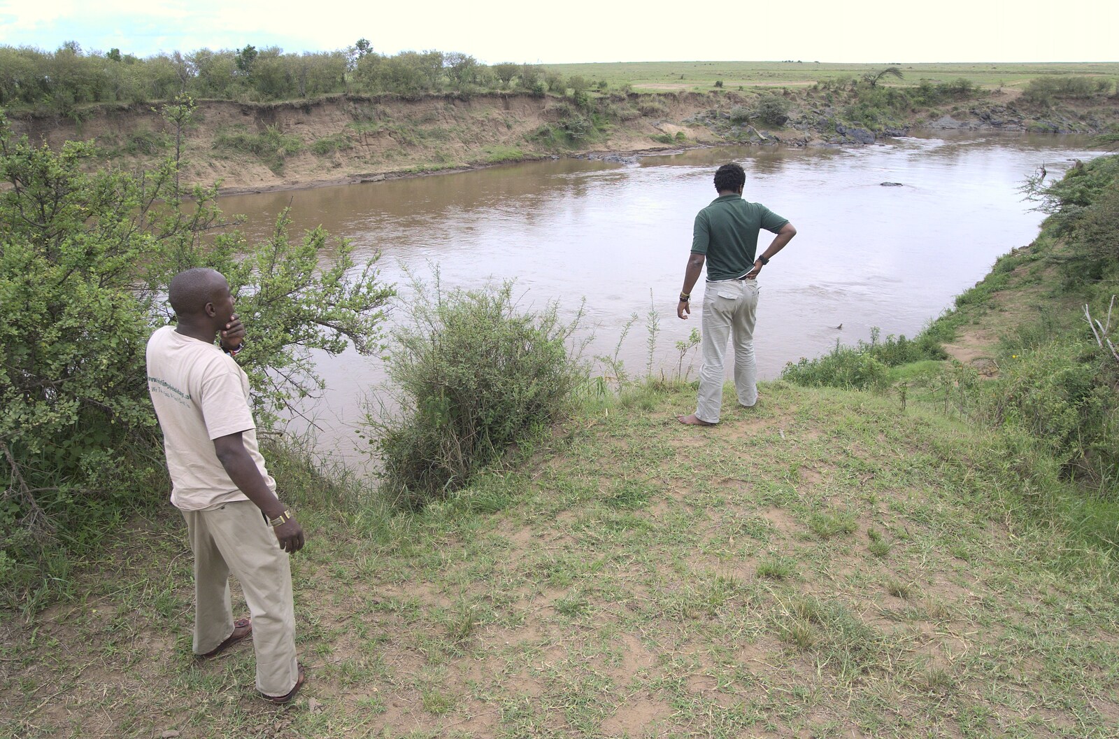 Will scopes out the river for wildlife from Maasai Mara Safari and a Maasai Village, Ololaimutia, Kenya - 5th November 2010