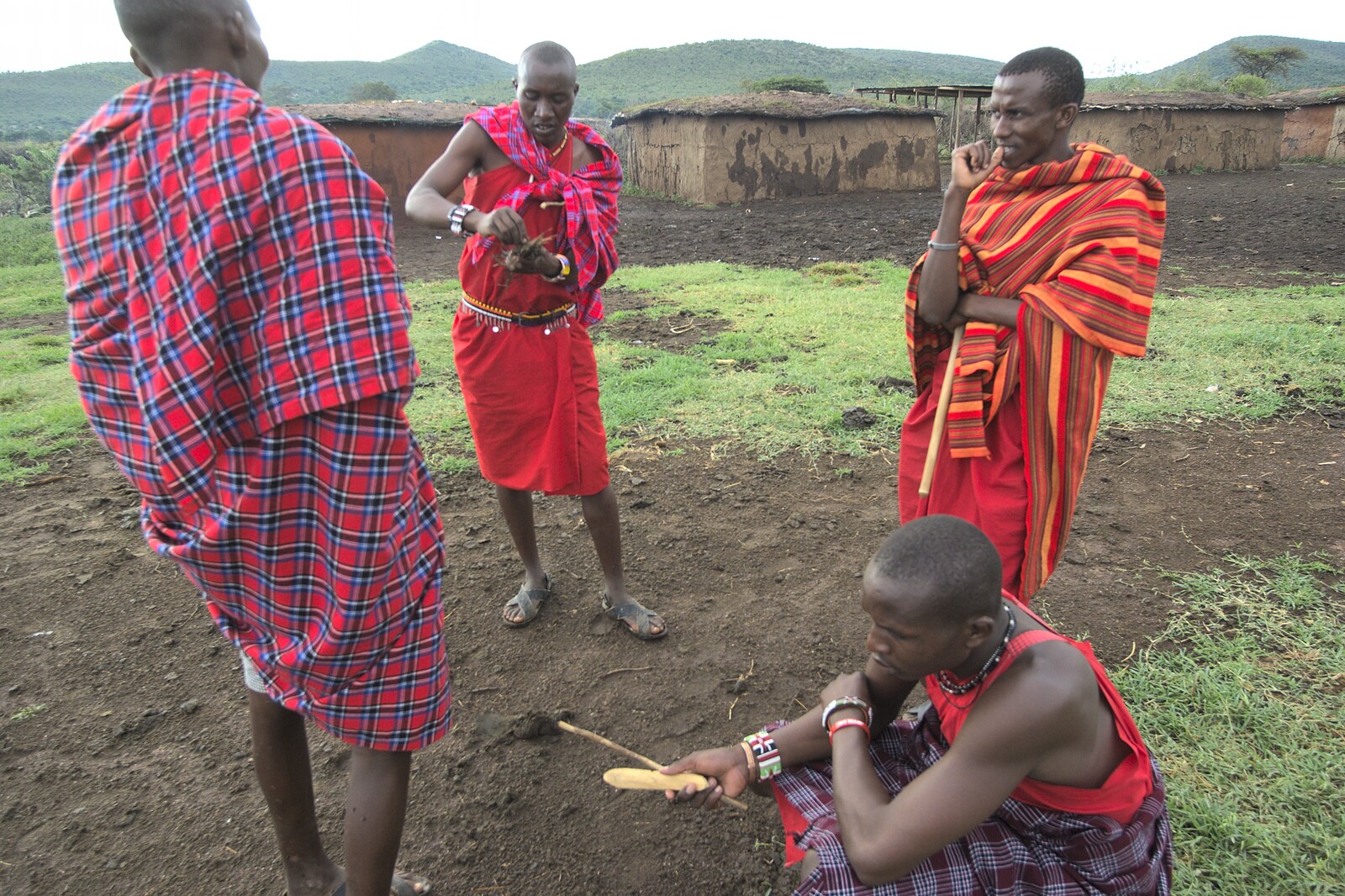 Maasai Mara Safari and a Maasai Village, Ololaimutia, Kenya - 5th November 2010: The bushcraft skill of friction firelighting