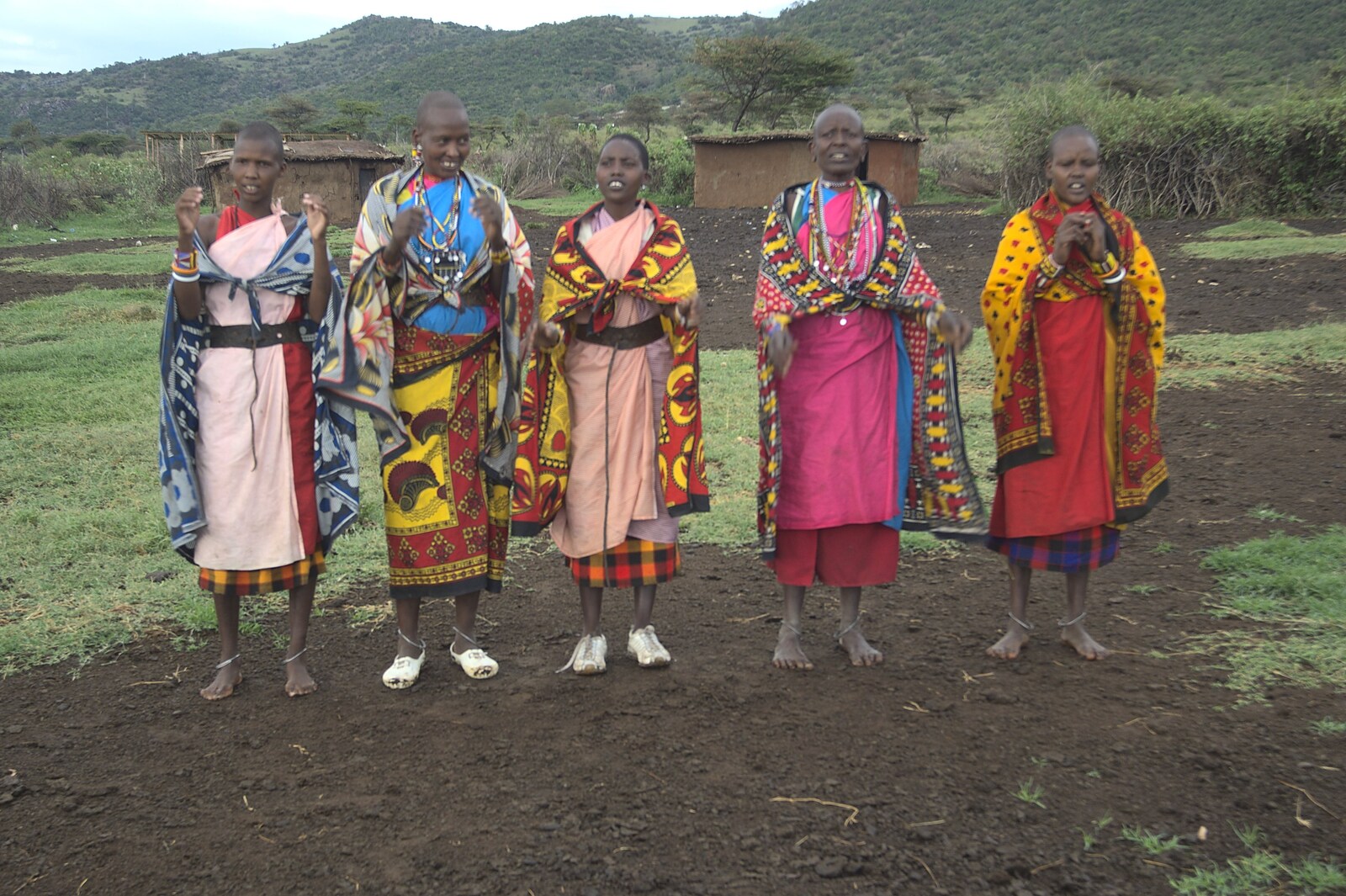 Some Maasai women perform a melancholy wedding song from Maasai Mara Safari and a Maasai Village, Ololaimutia, Kenya - 5th November 2010
