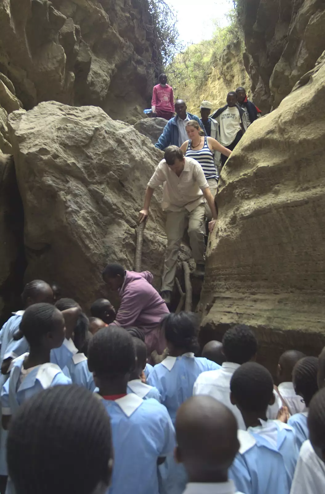 A crowd of schoolgirls waits for us to pass , from Narok to Naivasha and Hell's Gate National Park, Kenya, Africa - 5th November 2010