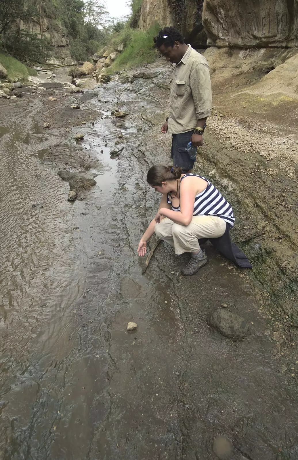 Inspecting the warm water, from Narok to Naivasha and Hell's Gate National Park, Kenya, Africa - 5th November 2010