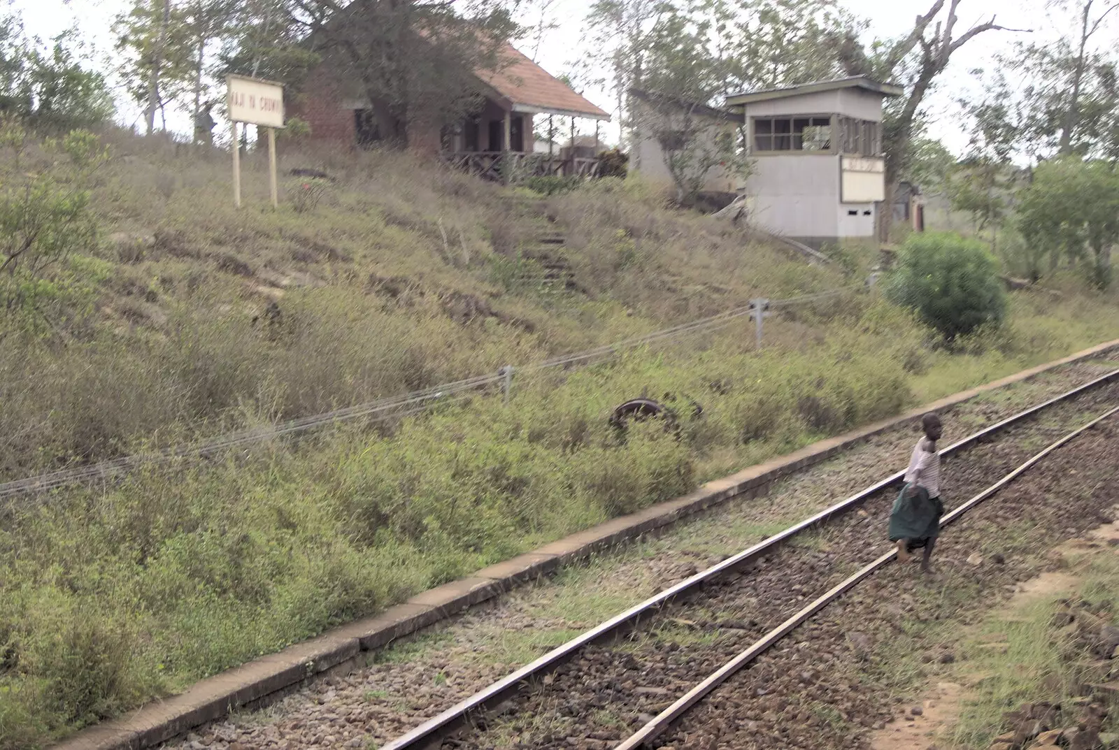 A girl runs alongside the train, from Long Train (not) Runnin': Tiwi Beach, Mombasa, Kenya - 7th November 2010