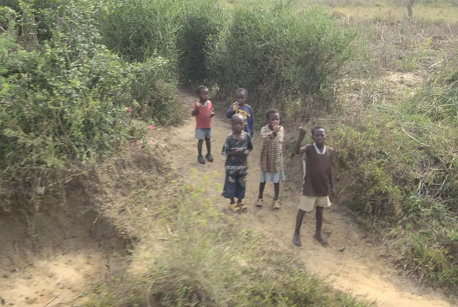 Children wave at the train, from Long Train (not) Runnin': Tiwi Beach, Mombasa, Kenya - 7th November 2010