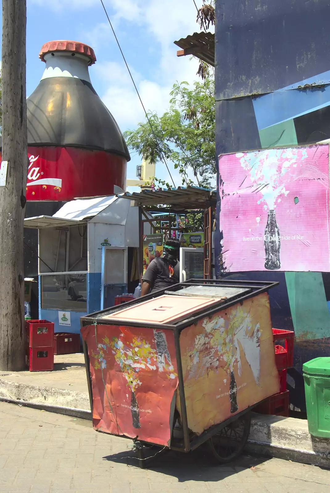 A giant Coca-Cola bottle in the street, from Long Train (not) Runnin': Tiwi Beach, Mombasa, Kenya - 7th November 2010