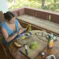 Isobel eats a mango for breakfast, Long Train (not) Runnin': Tiwi Beach, Mombasa, Kenya - 7th November 2010