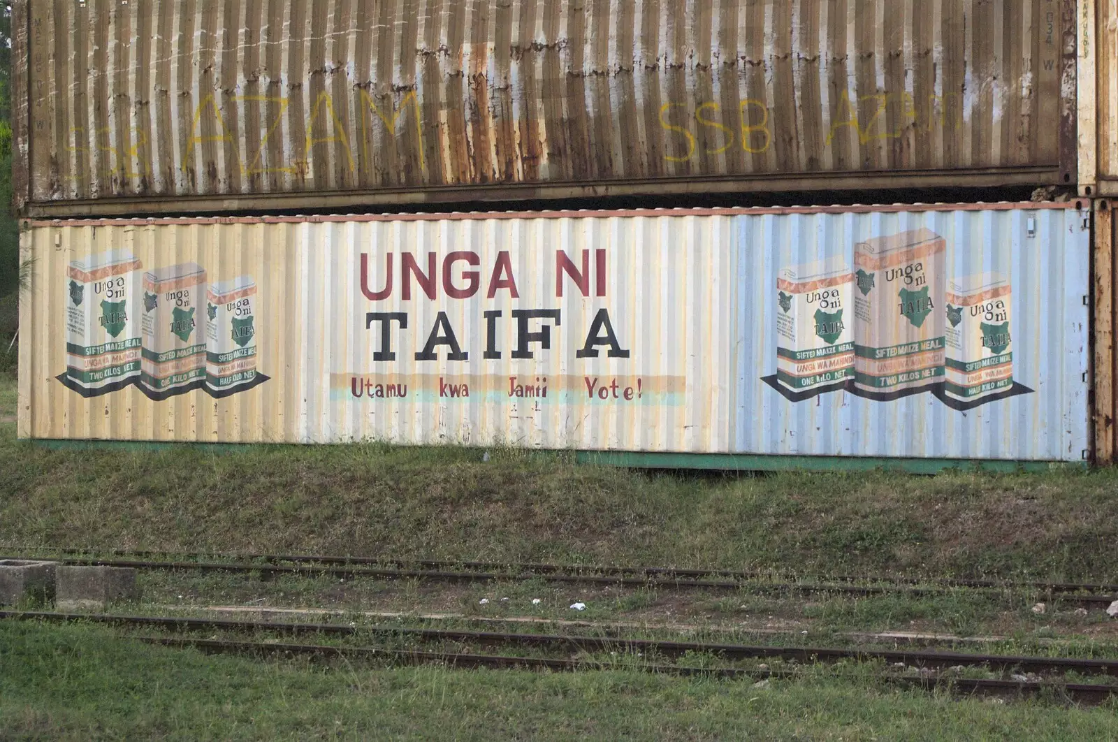 Adverts on corrugated iron, from Long Train (not) Runnin': Tiwi Beach, Mombasa, Kenya - 7th November 2010
