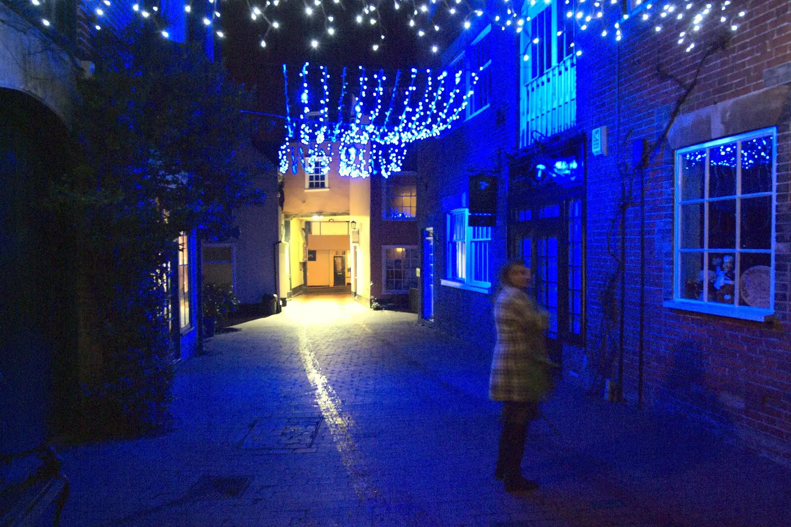 Outside Amandines in the blue-lit Norfolk Yard, from Apple Pressing and Amandine's Jazz, Diss, Norfolk - 21st November 2010