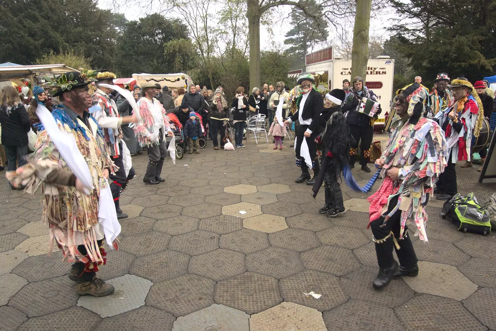 Morris dancers in rags face off, from A Christmas Fair, Bury St. Edmunds, Suffolk - 28th November 2010