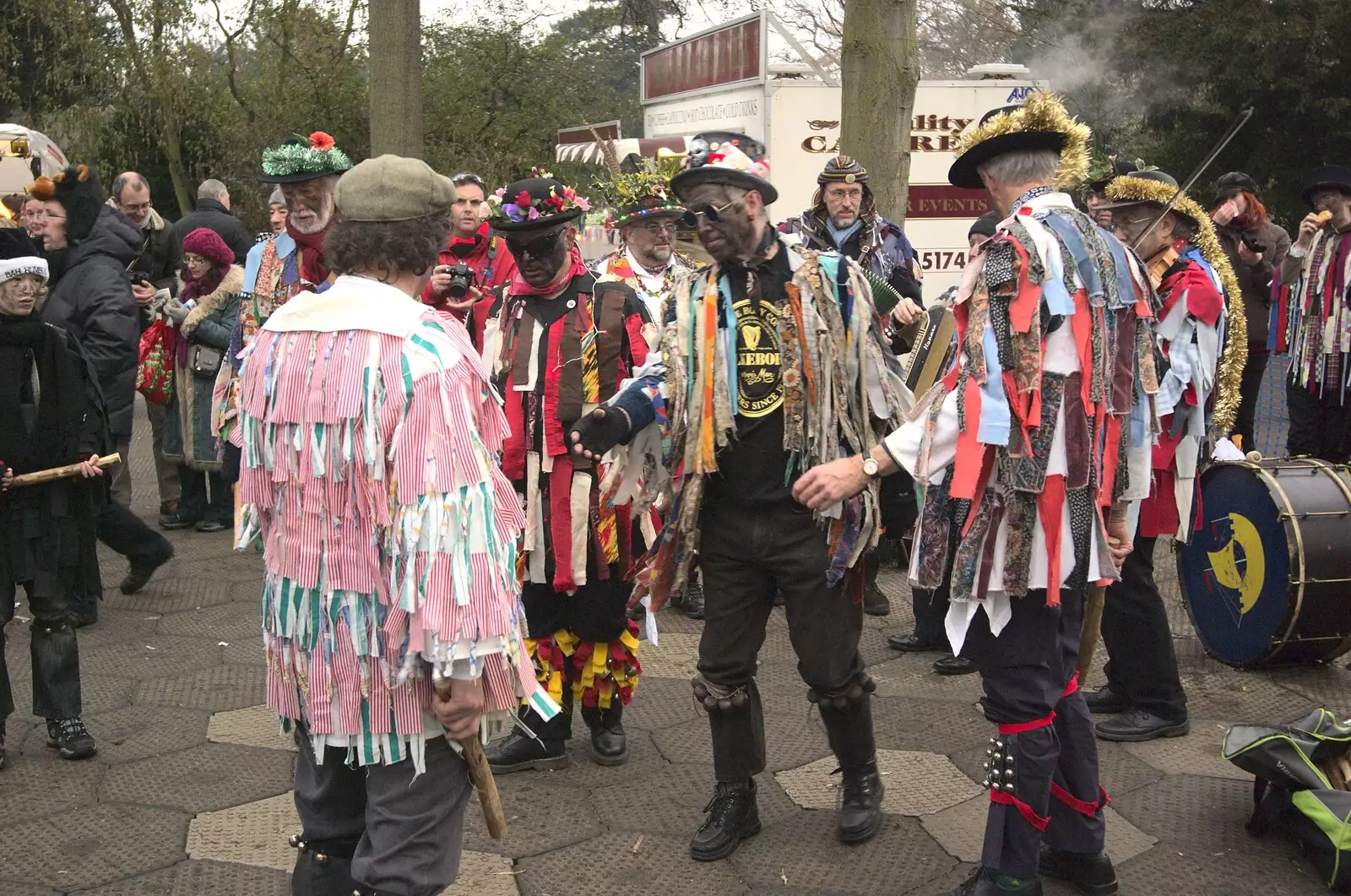 The East Suffolk Morris Dancers shake hands, from A Christmas Fair, Bury St. Edmunds, Suffolk - 28th November 2010