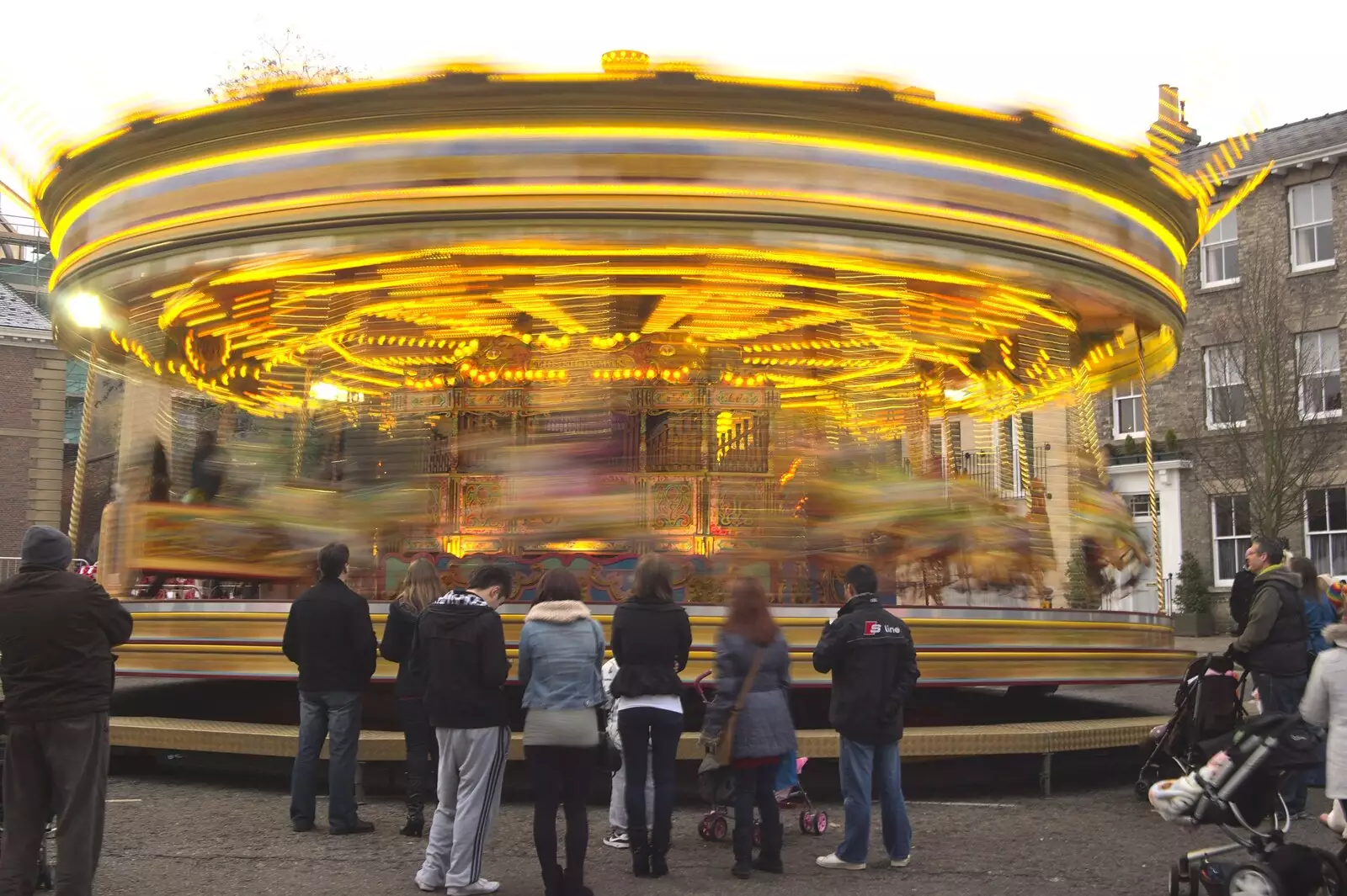 A carousel whirls about, from A Christmas Fair, Bury St. Edmunds, Suffolk - 28th November 2010