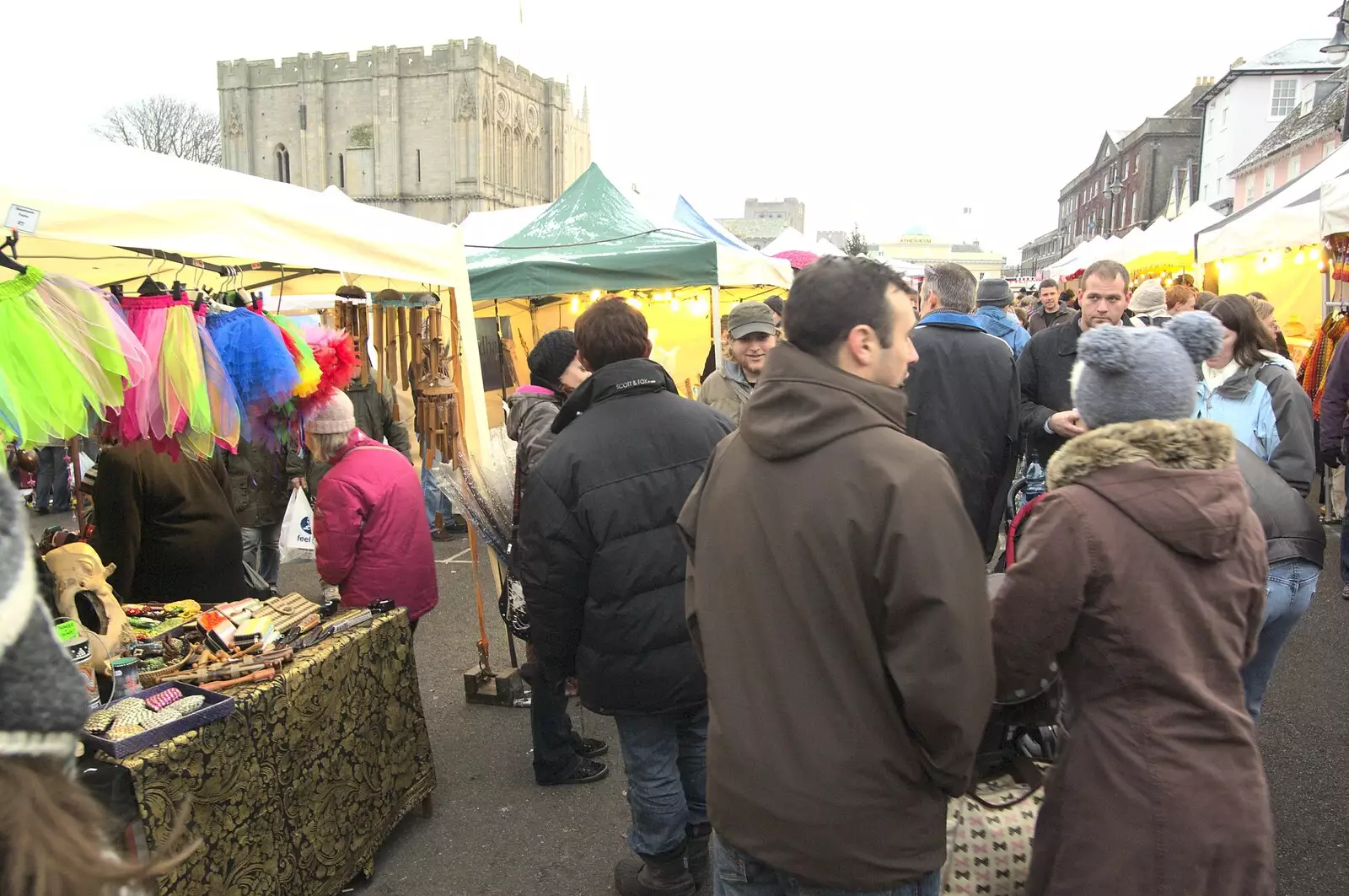 Market stalls and Abbey Gate, from A Christmas Fair, Bury St. Edmunds, Suffolk - 28th November 2010