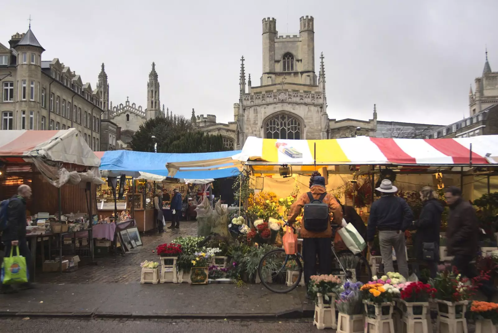 Cambridge market place on a cold and rainy day, from Qualcomm's Christmas Party and The End of Taptu, Cambridge - 16th December 2010