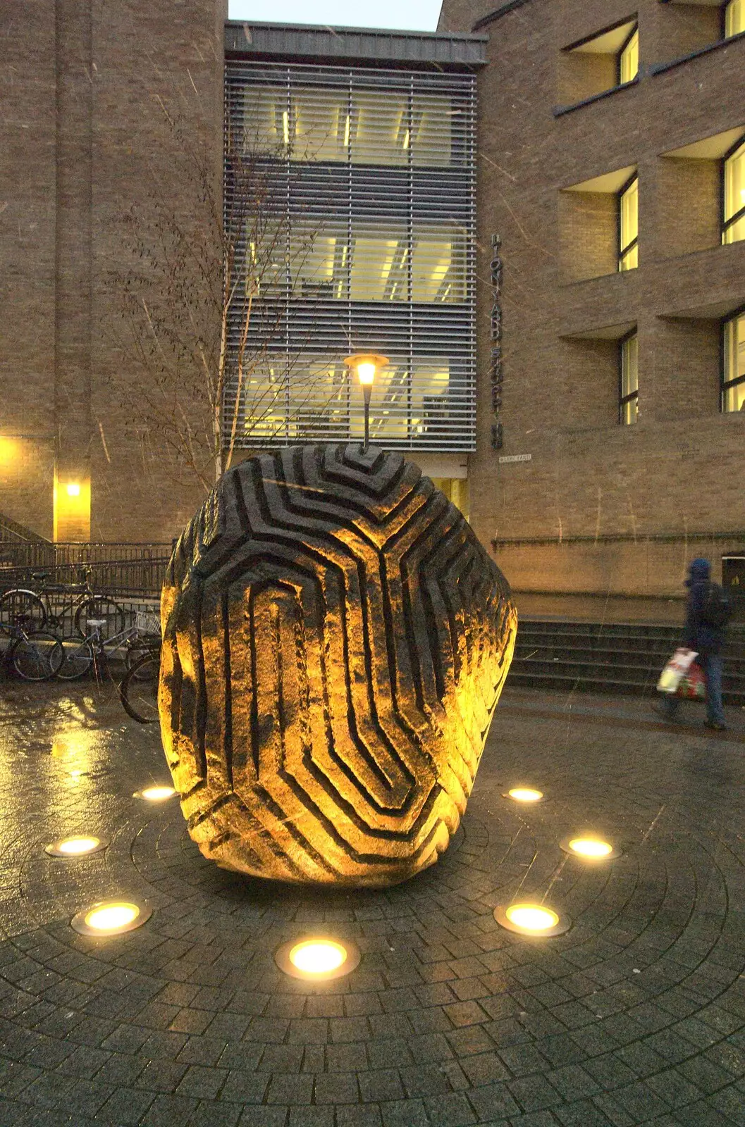 The stone blob sculpture by the car park, from Qualcomm's Christmas Party and The End of Taptu, Cambridge - 16th December 2010