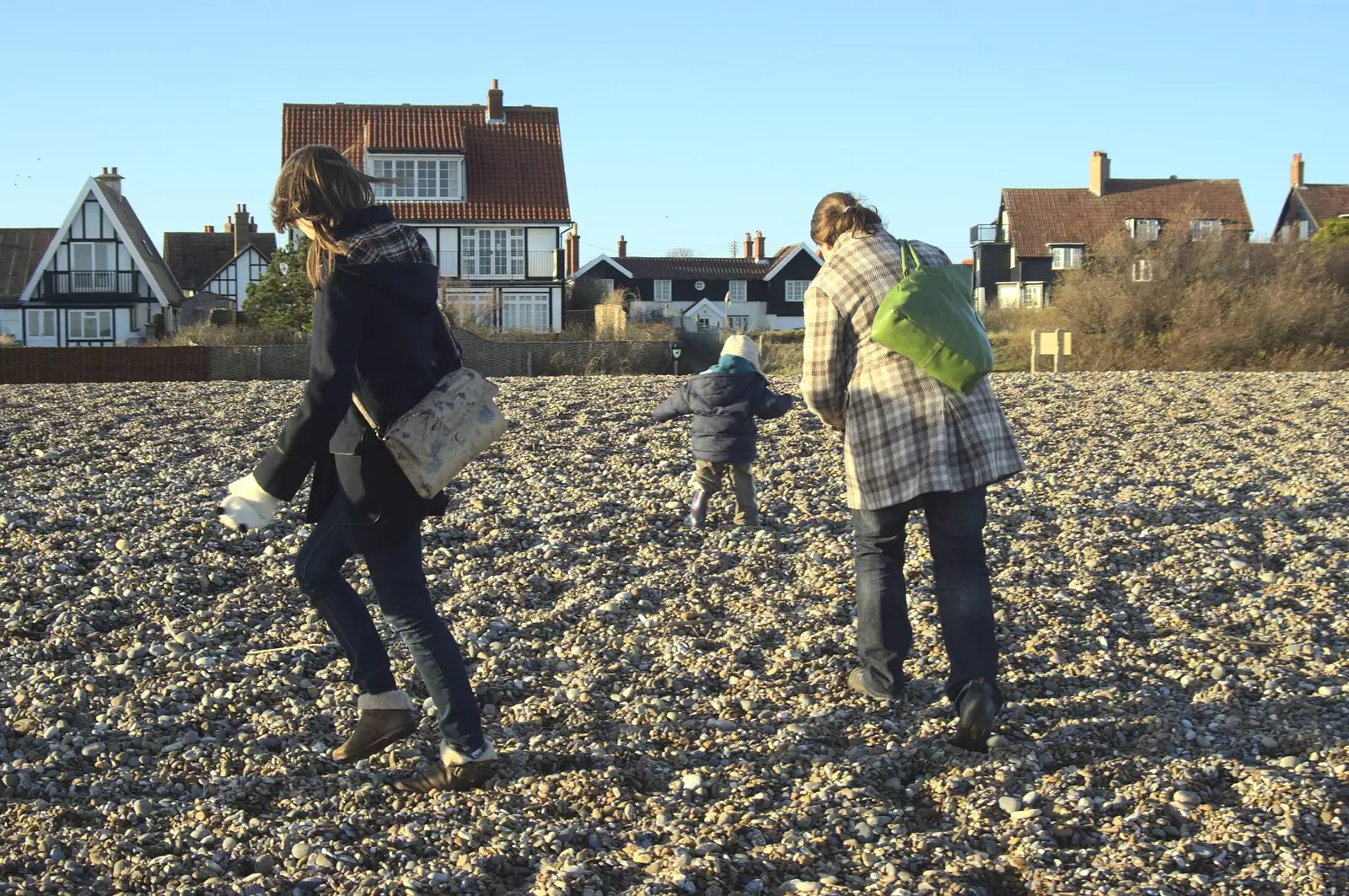 Stomping up the gravel, from A Trip to Thorpeness, Suffolk - 9th January 2011