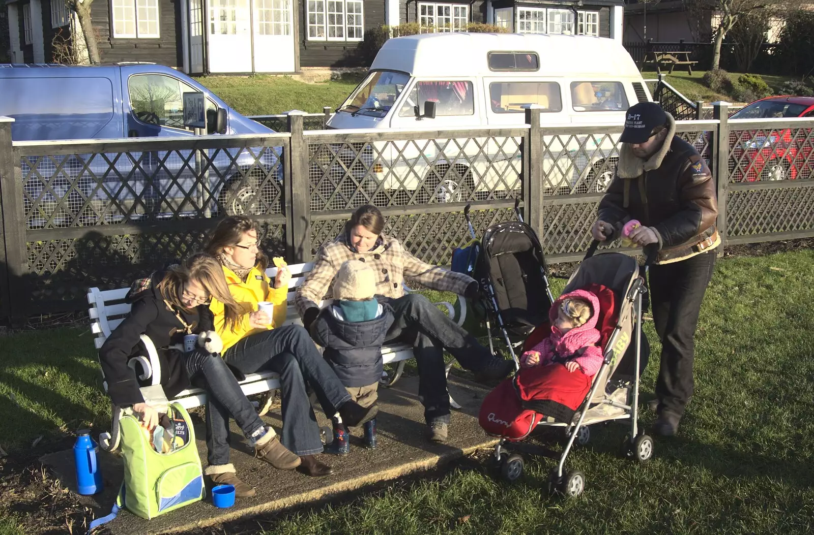 A picnic by the vans, from A Trip to Thorpeness, Suffolk - 9th January 2011