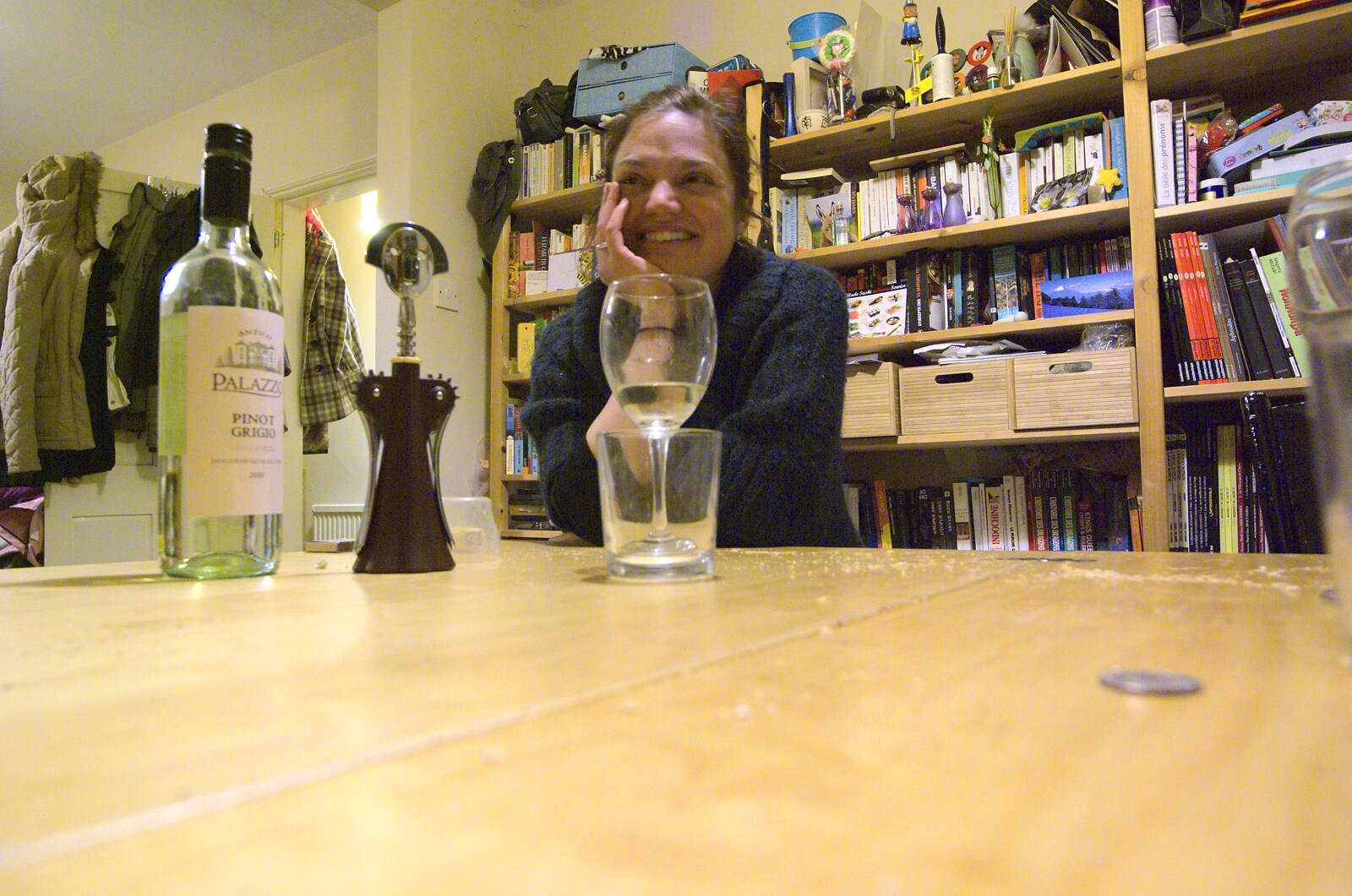 Thornham Walks, and a Swiss Fondue, Thornham and Cambridge - 23rd January 2011: Rachel over a glass of wine