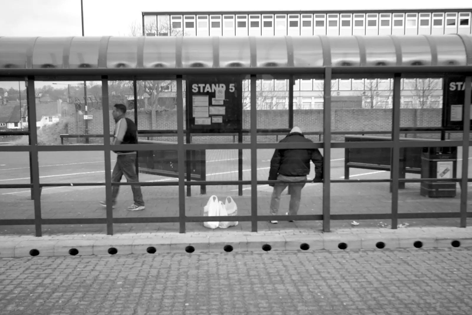 People wait for the bus home, from Pizza in Bury St. Edmunds, Suffolk - 30th January 2011