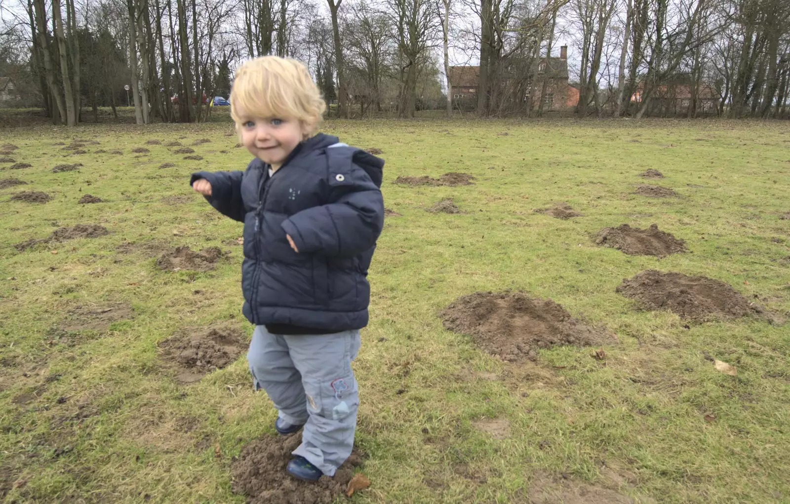 Fred on a molehill, from Fred Visits The Swan, Brome, Suffolk - 5th February 2011