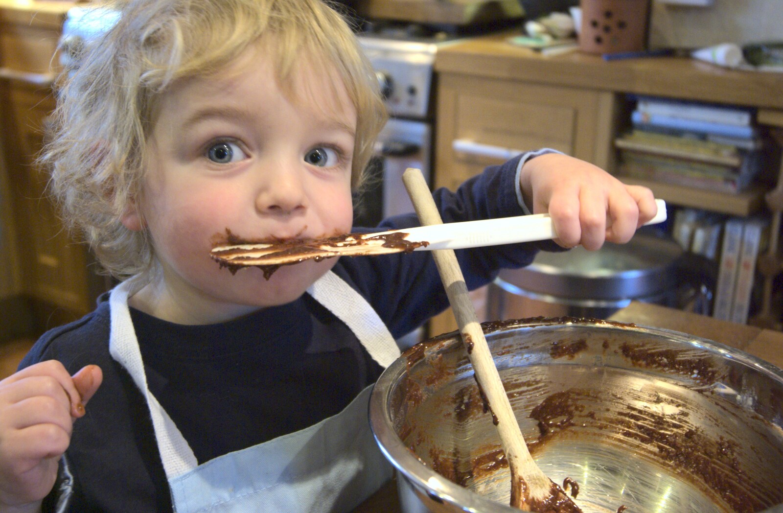 Fred 'helps' make some chocolate brownies from Eye Say No To Waste!, Eye Airfield, Suffolk - 27th February 2011