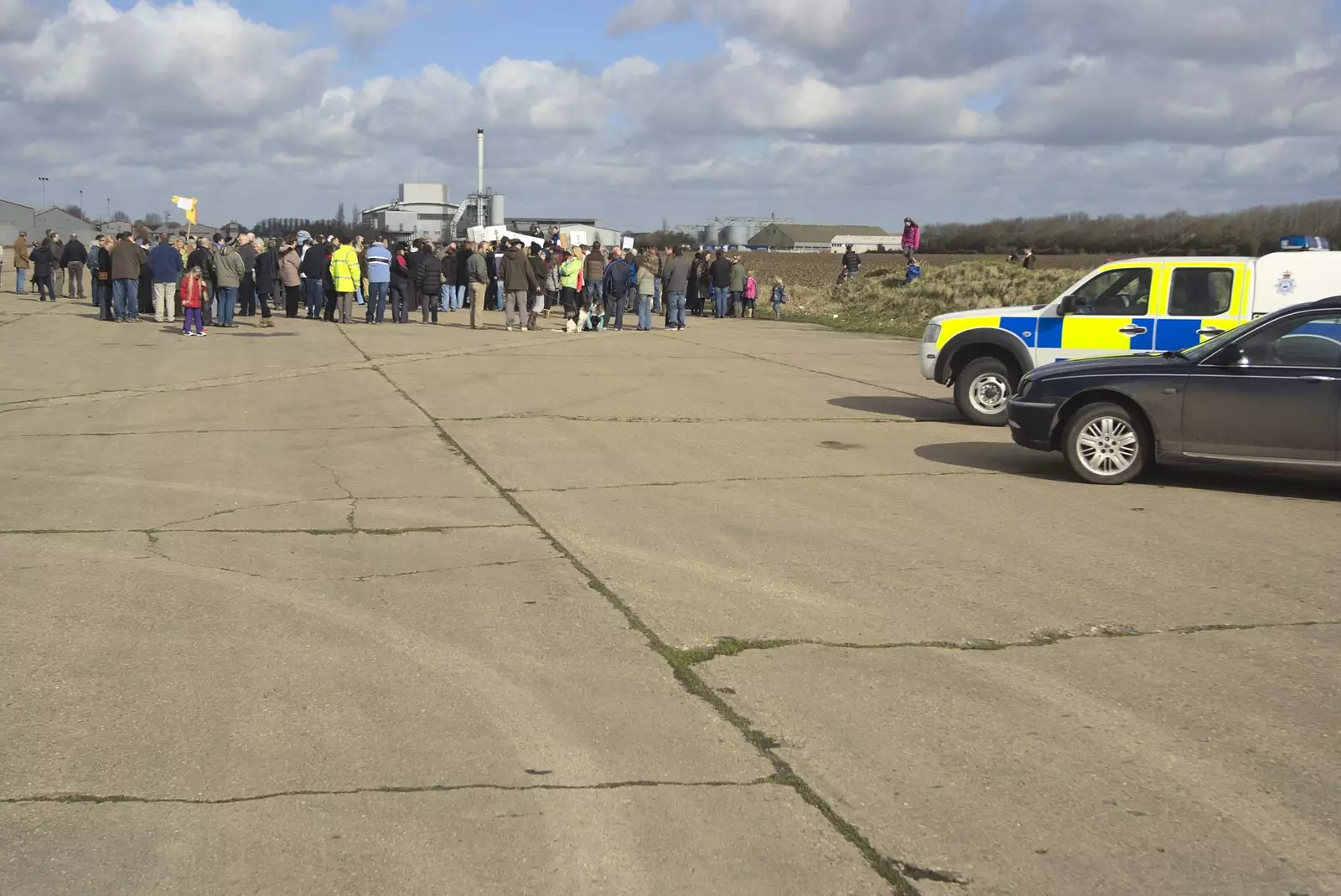 Crowds gather on the runway, from Eye Say No To Waste!, Eye Airfield, Suffolk - 27th February 2011