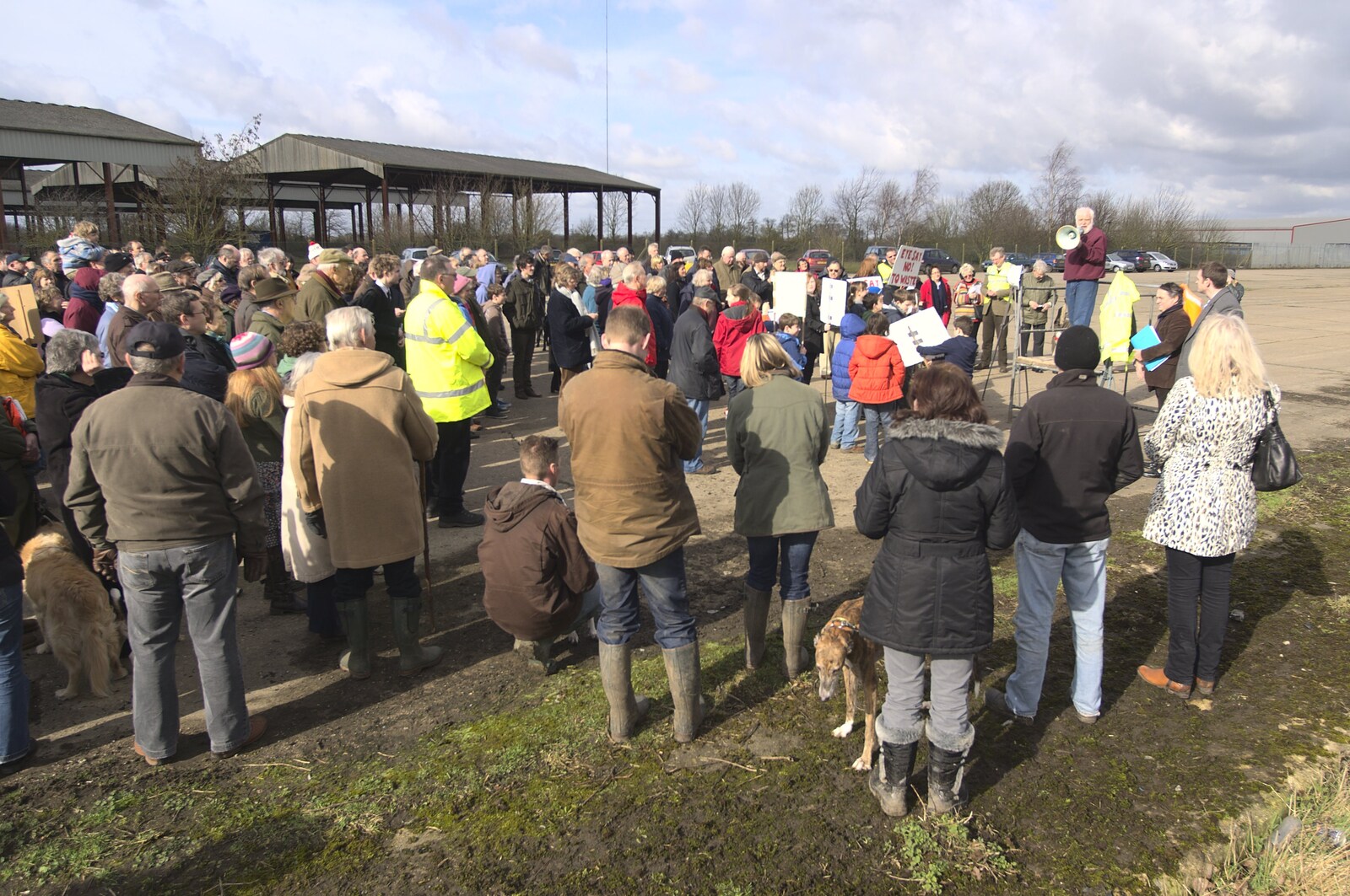 Speeches are listened to from Eye Say No To Waste!, Eye Airfield, Suffolk - 27th February 2011
