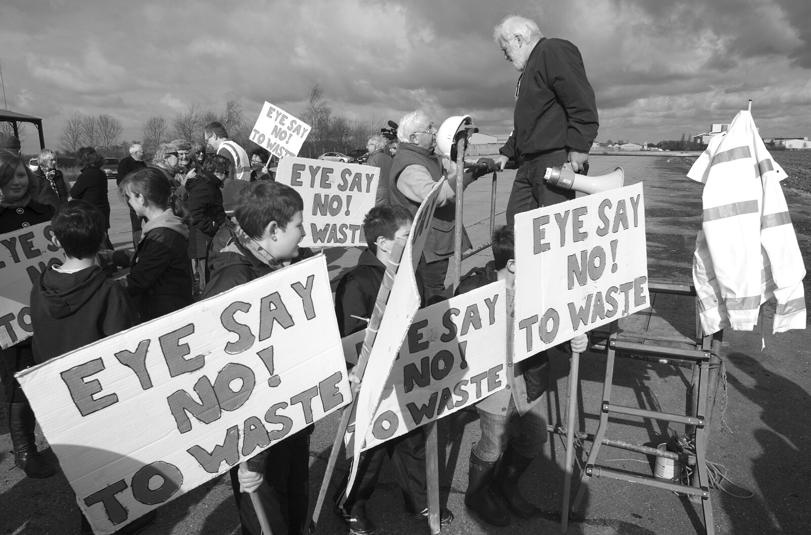 Placards ahoy from Eye Say No To Waste!, Eye Airfield, Suffolk - 27th February 2011