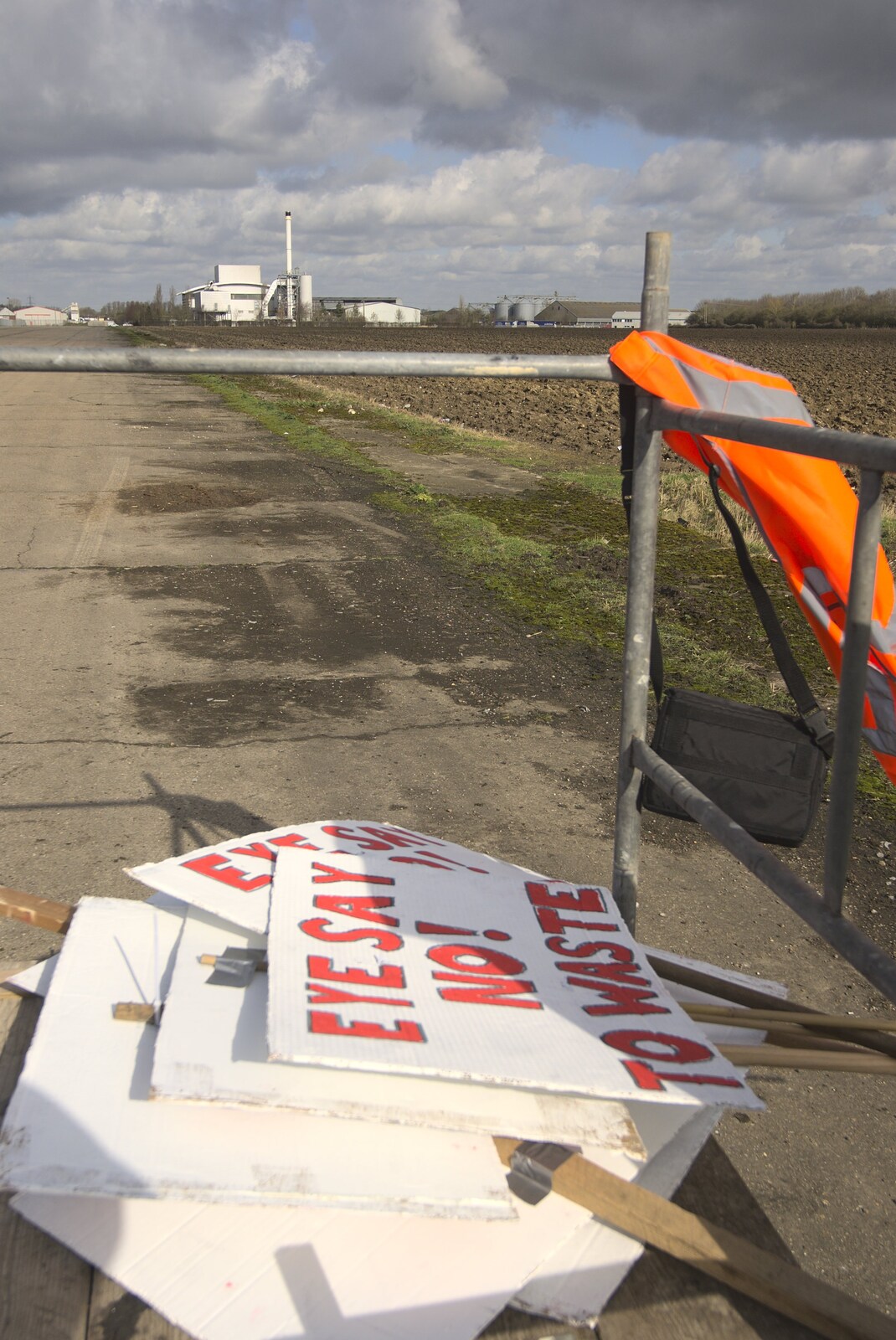 An ironic heap of discarded placards from Eye Say No To Waste!, Eye Airfield, Suffolk - 27th February 2011
