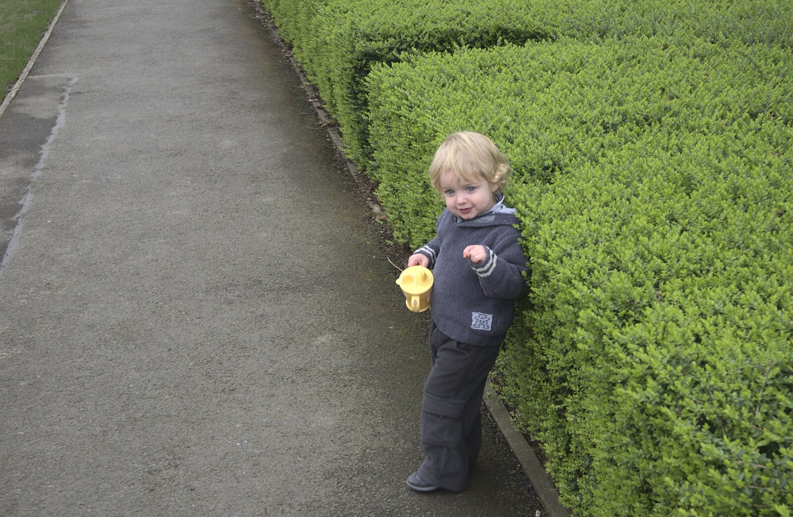 Fred leans on a hedge from A Week in Monkstown, County Dublin, Ireland - 1st March 2011