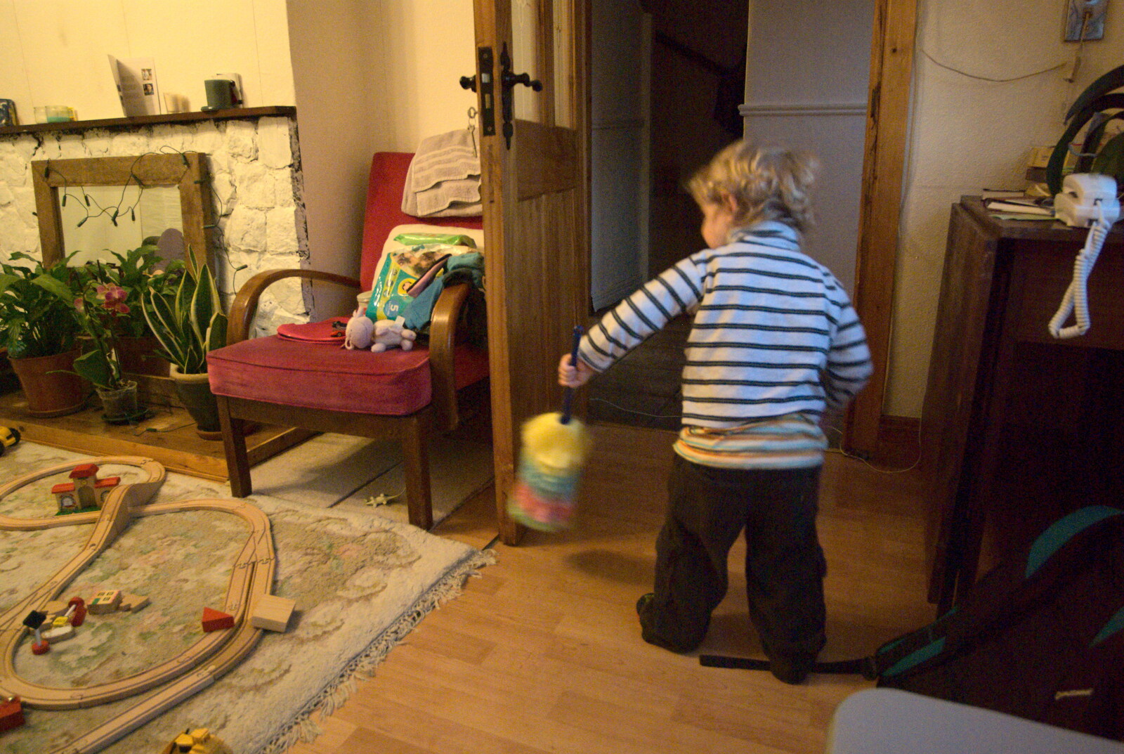 Fred waves a duster around from A Week in Monkstown, County Dublin, Ireland - 1st March 2011