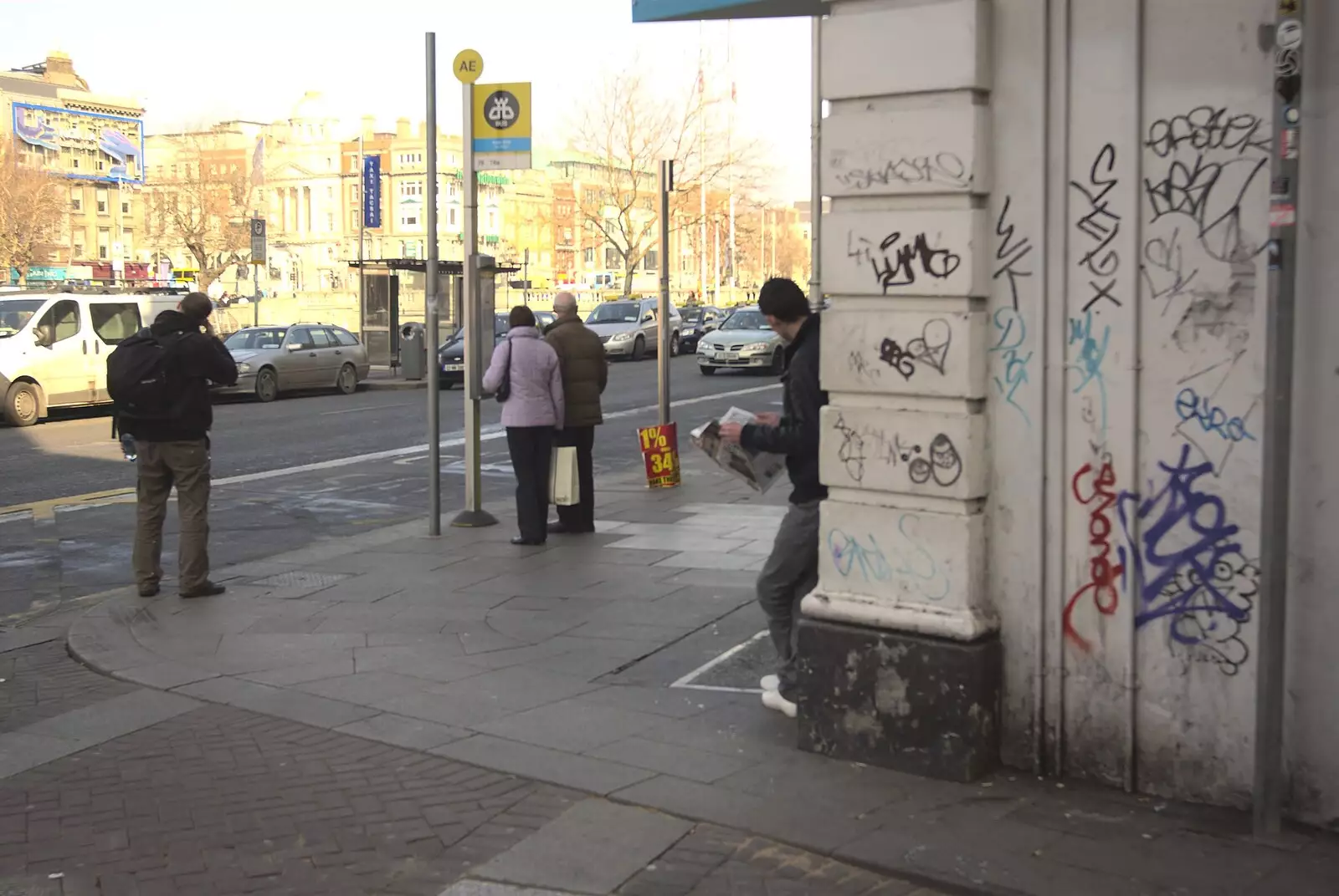 A dude on the corner of Price's Lane and Burgh Quay, from A Week in Monkstown, County Dublin, Ireland - 1st March 2011