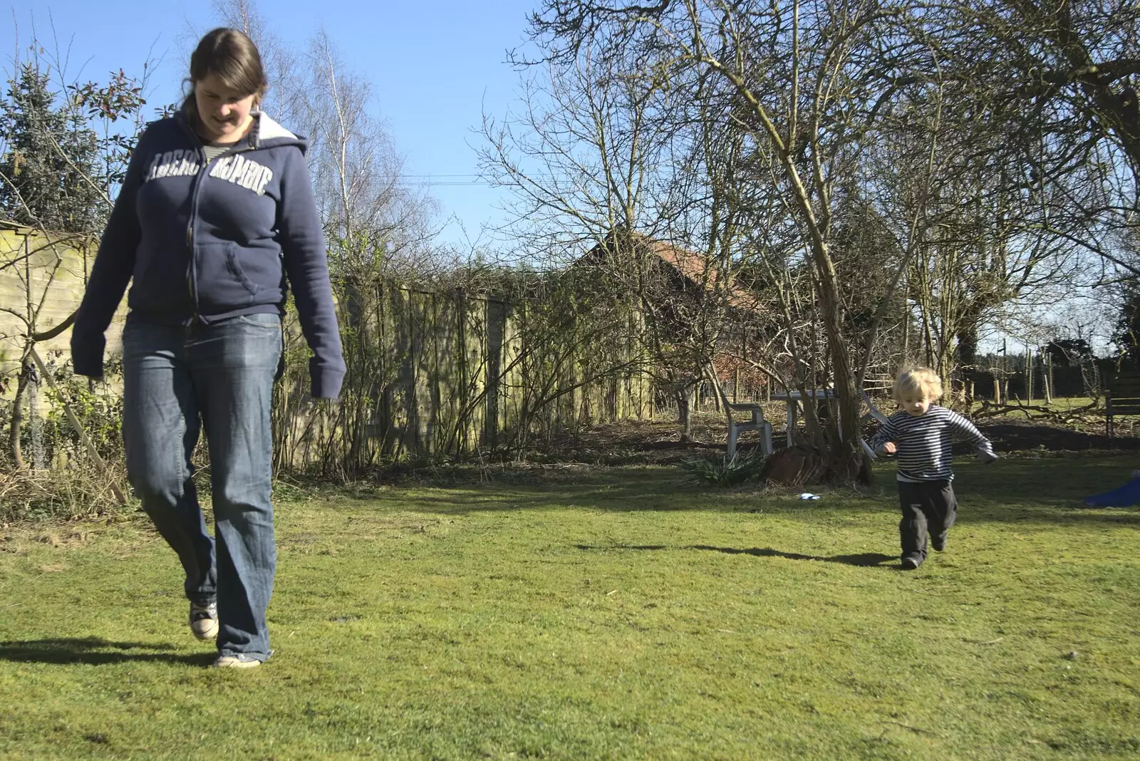 Isobel and Fred in the garden, from A Trip To The Coast, Walberswick, Suffolk - 20th March 2011