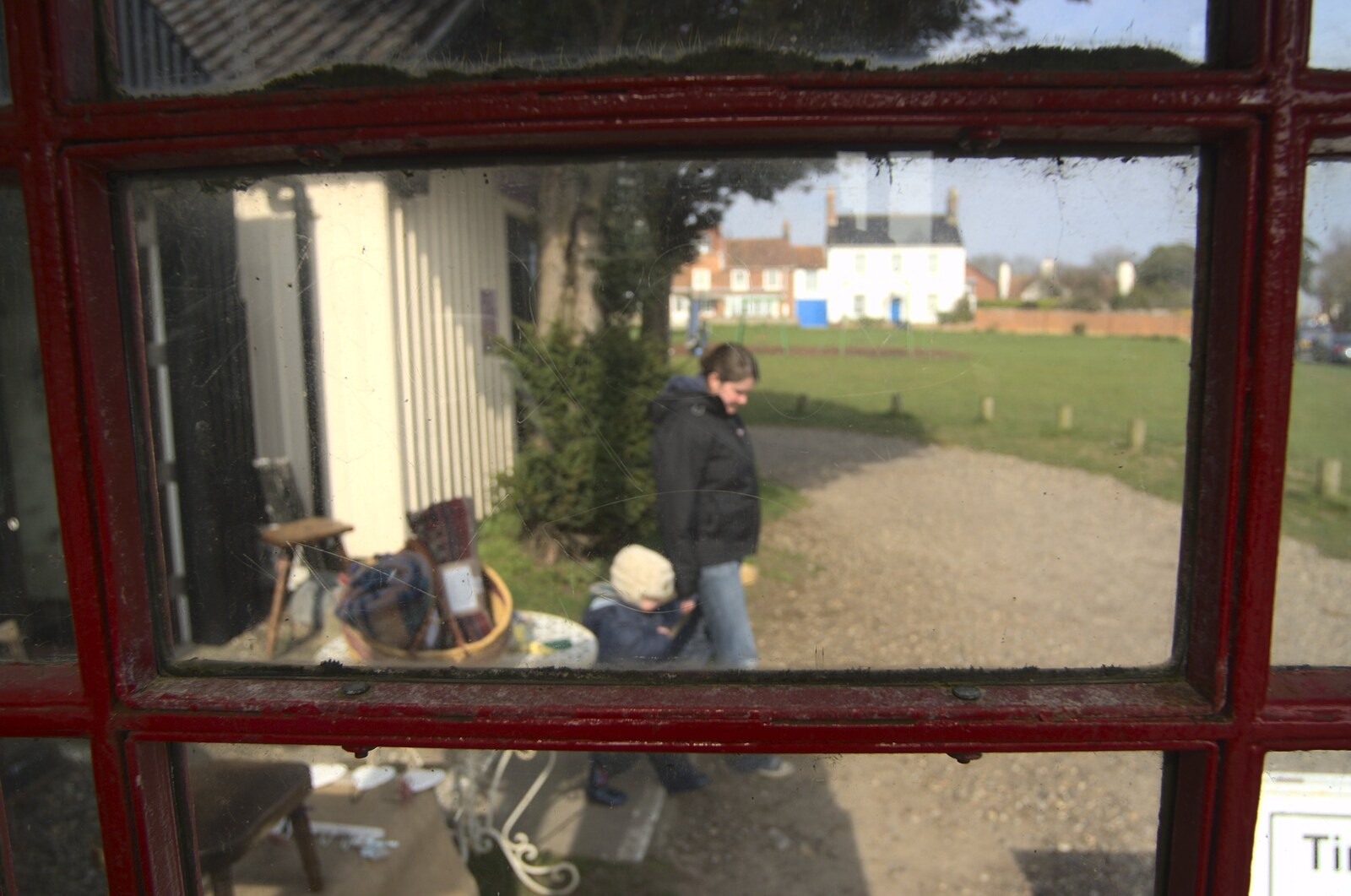 The view of Walberswick from inside a K6 phone box from A Trip To The Coast, Walberswick, Suffolk - 20th March 2011
