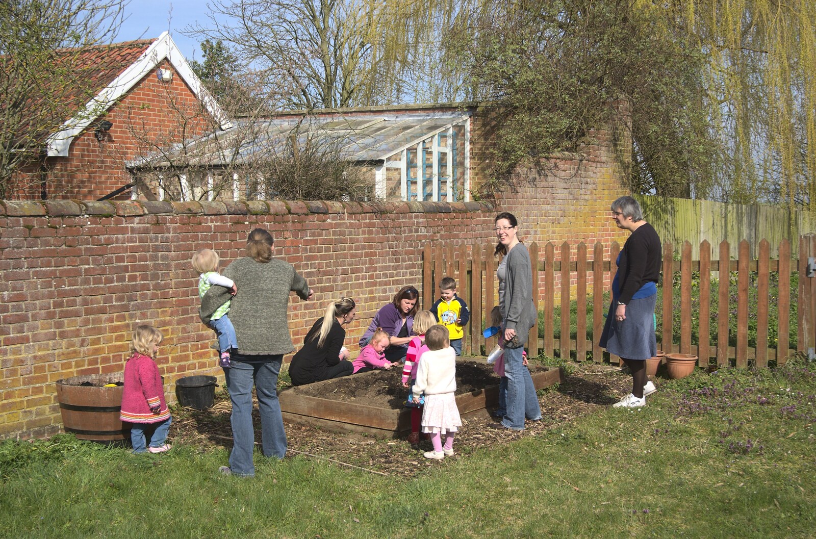 The kids 'help' to sow seeds from Nosher's Last Bumbles, Bressingham, Norfolk - 25th March 2011