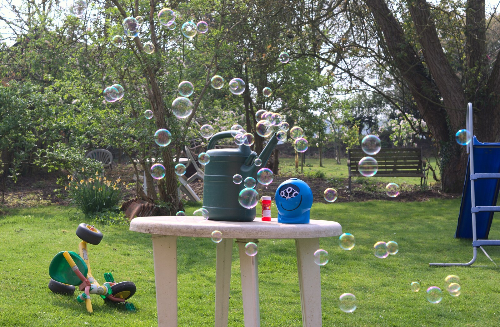 A bubble machine in action from Bubbles and Macro Fun, Brome, Suffolk - 17th April 2011