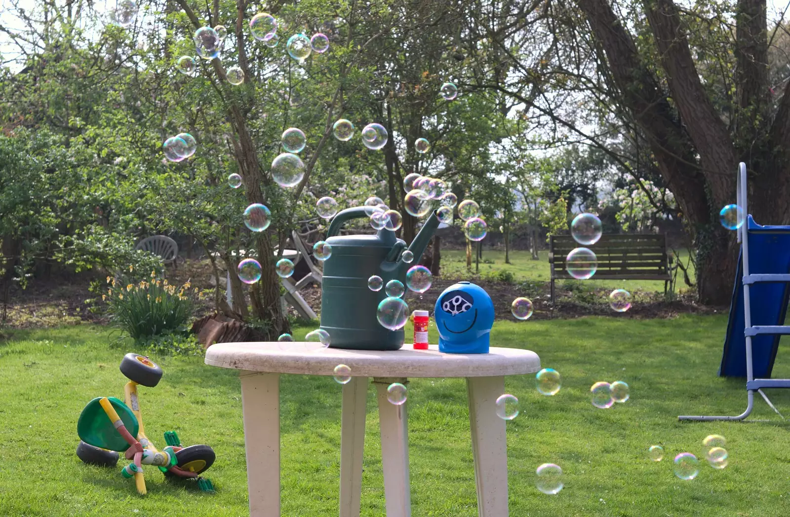 A bubble machine in action, from Bubbles and Macro Fun, Brome, Suffolk - 17th April 2011