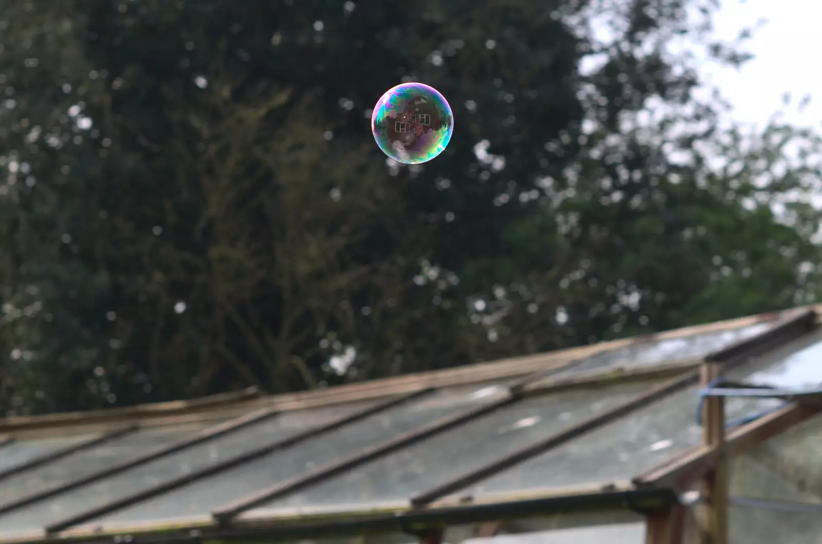 The house is reflected in a floating bubble, from Bubbles and Macro Fun, Brome, Suffolk - 17th April 2011