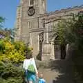 Isobel and Fred wander up past the church in Diss, Fred in a Box, Brome, Suffolk - 24th April 2011