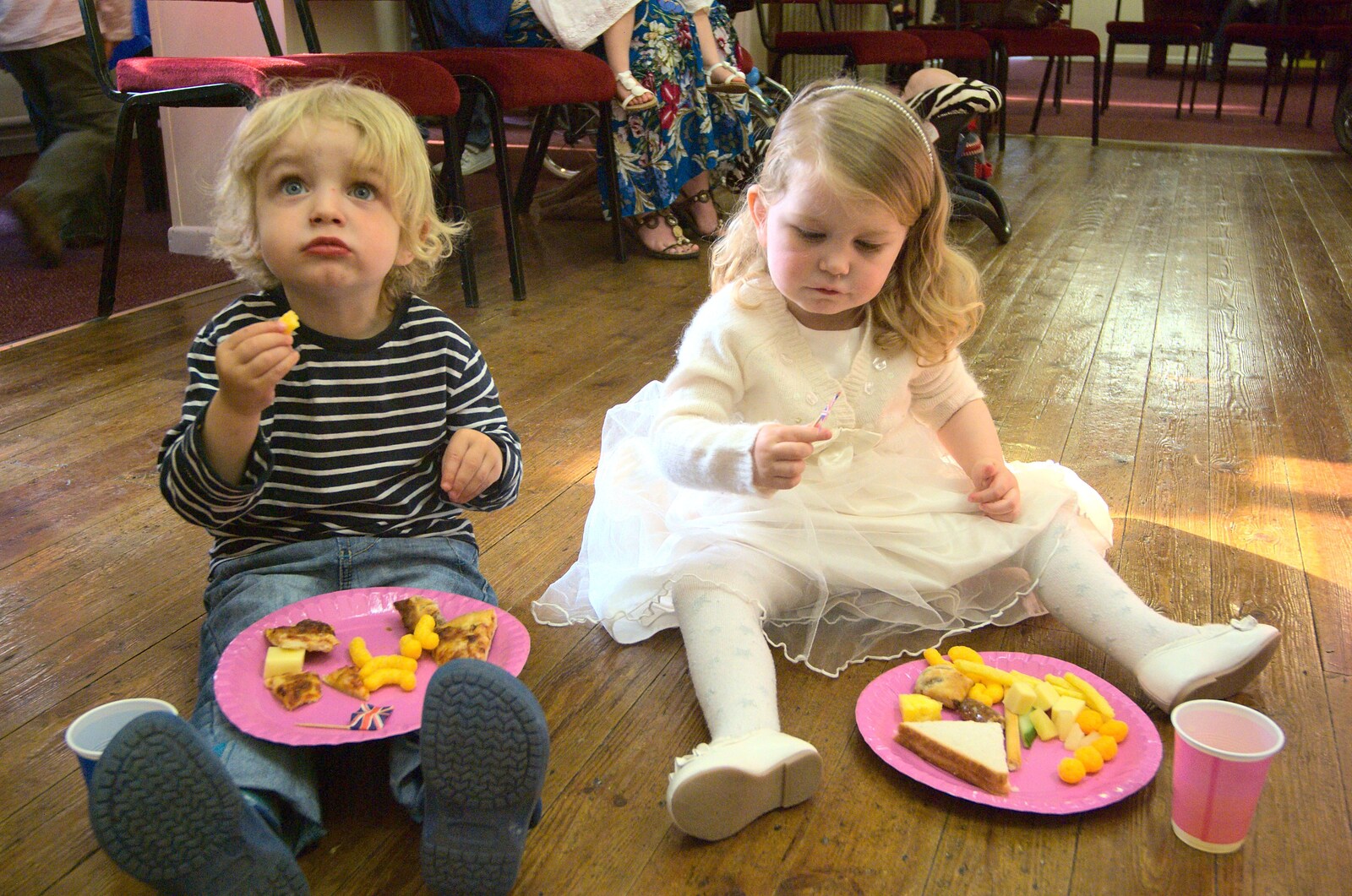 Fred and Amelia eat food from Charles and the Royal Wedding, Brome, Suffolk - 24th April 2011