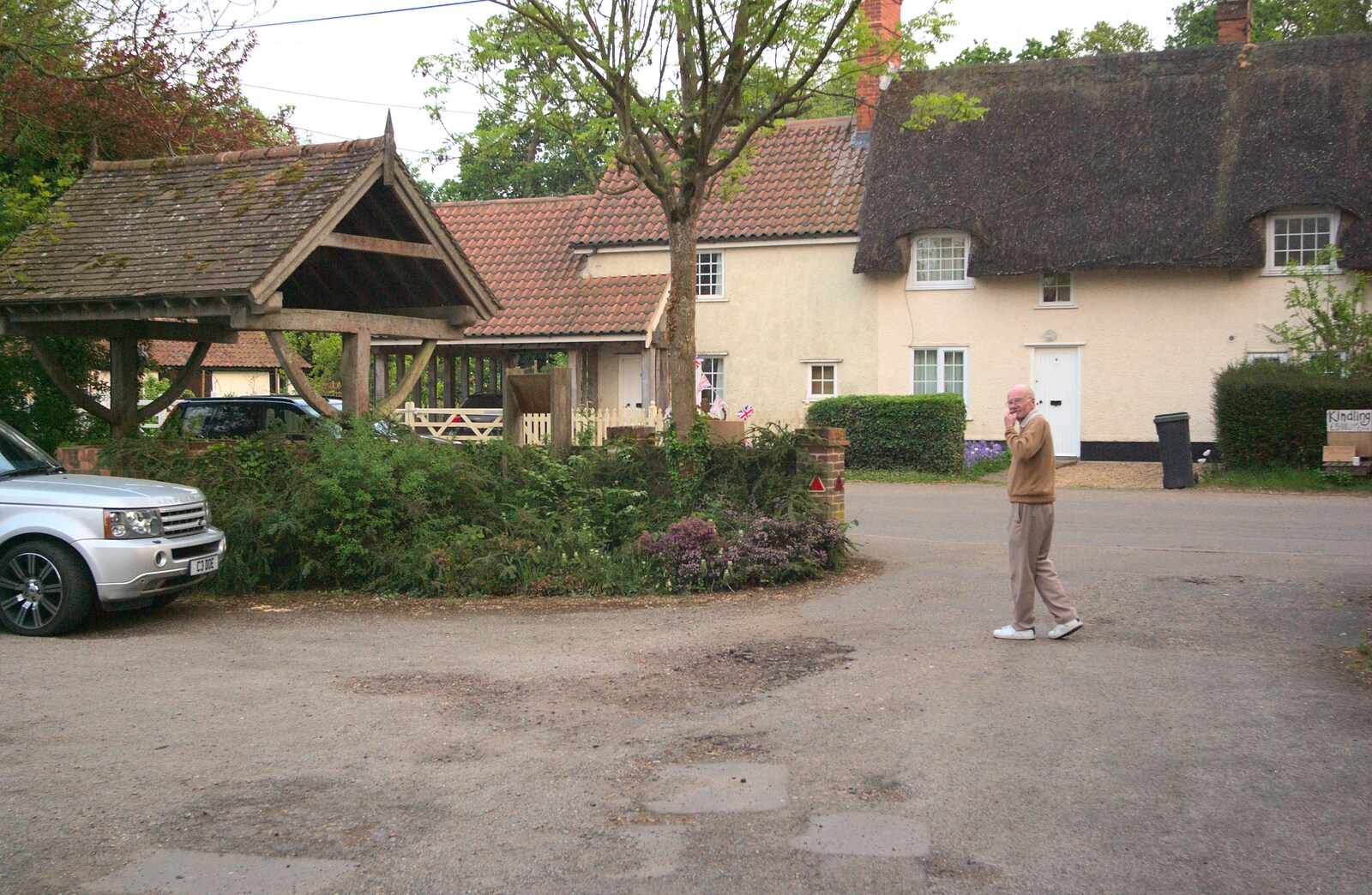 Grandad roams around outside from Charles and the Royal Wedding, Brome, Suffolk - 24th April 2011