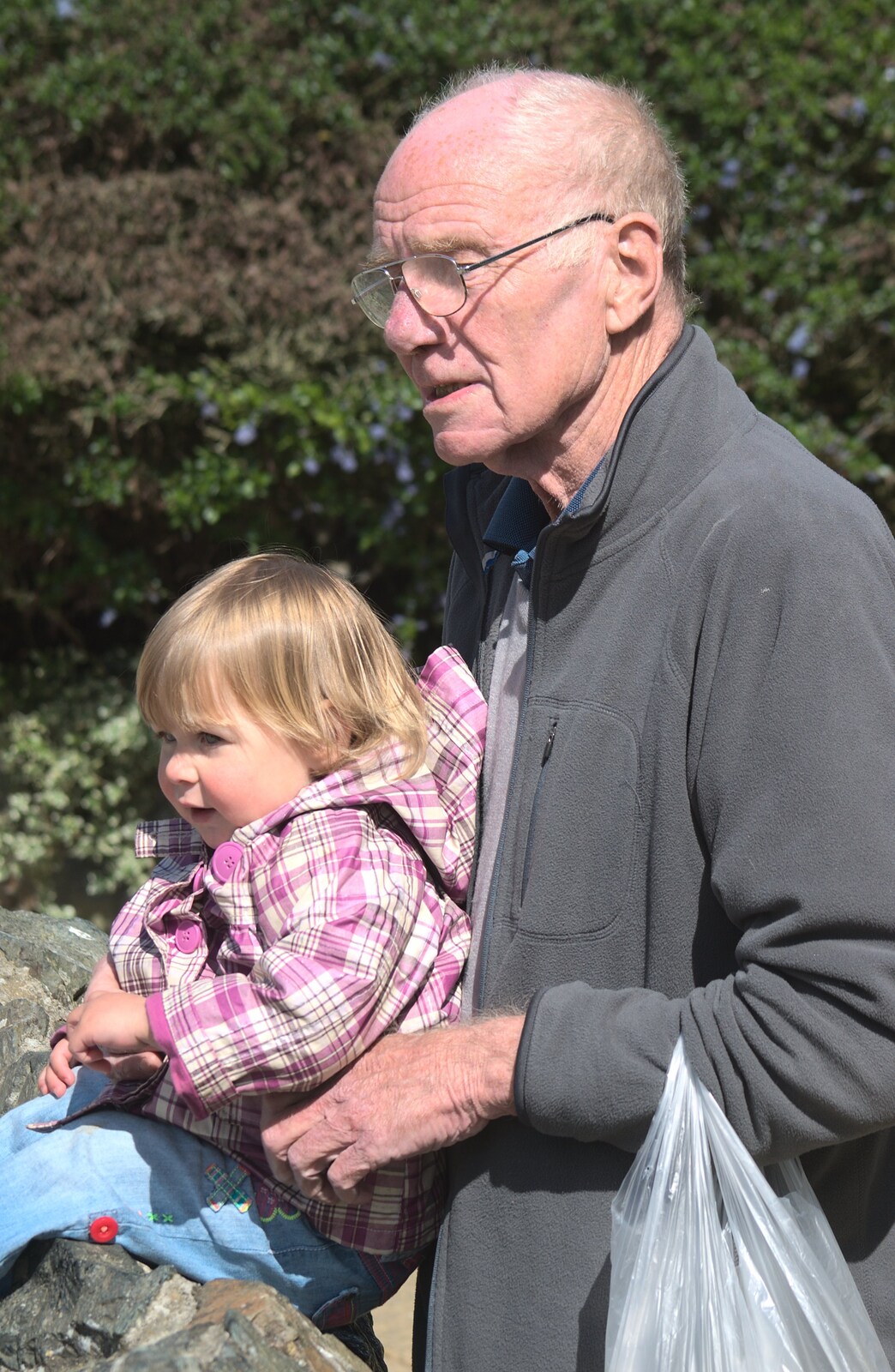 Sophie seems to be enjoying the rent-a-granddad from Another Day at the Zoo, Banham, Norfolk - 2nd May 2011