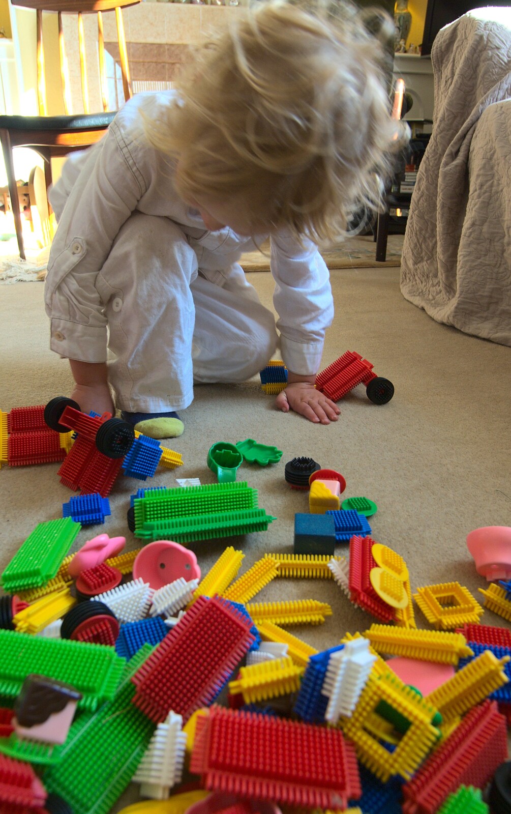 Fred finds some Sticklebricks from A Christening, Wilford, Northamptonshire - 22nd May 2011
