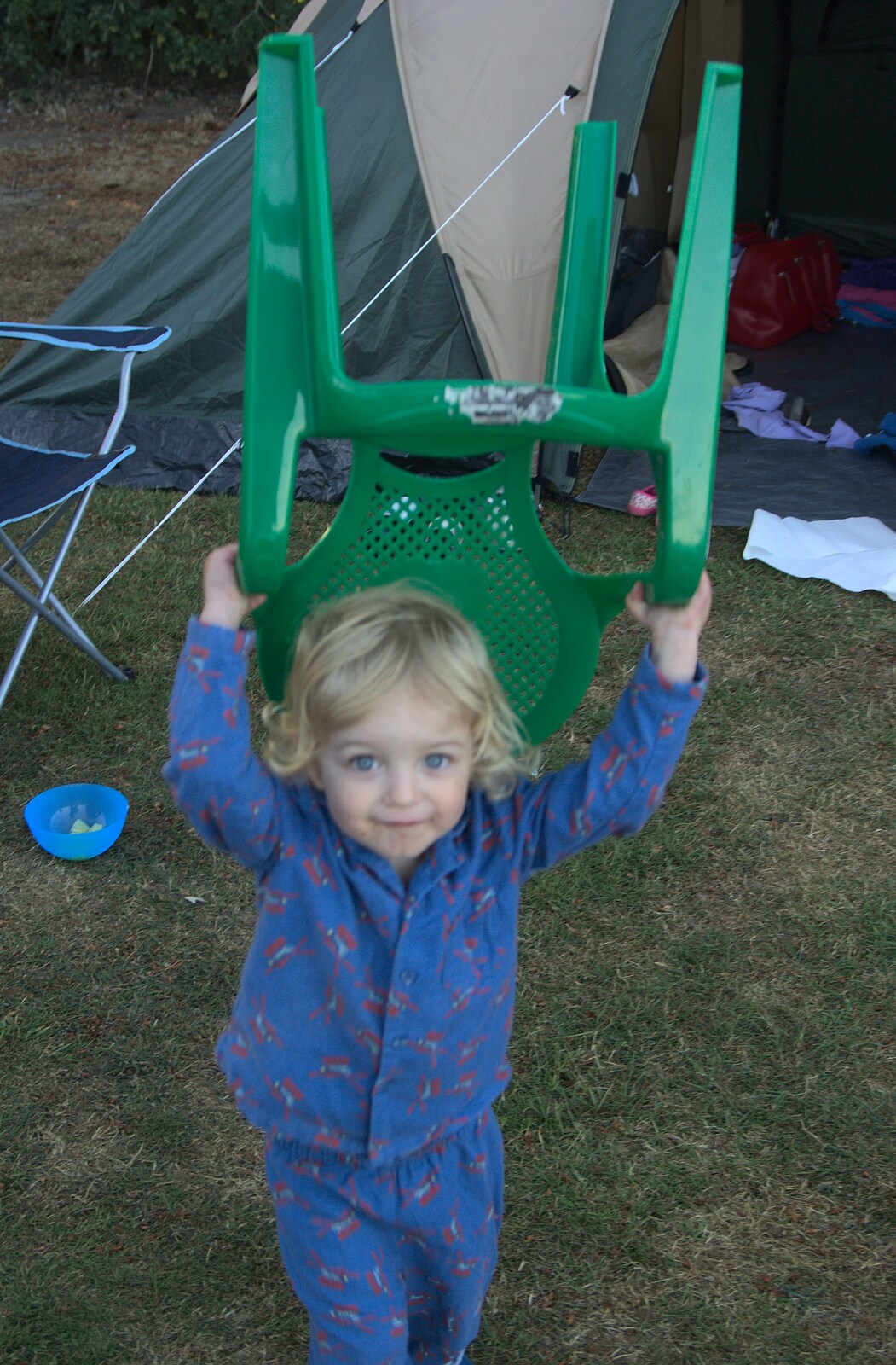 Fred's got a chair on his head from Carlton Park Camping, Saxmundham, Suffolk - 4th June 2011